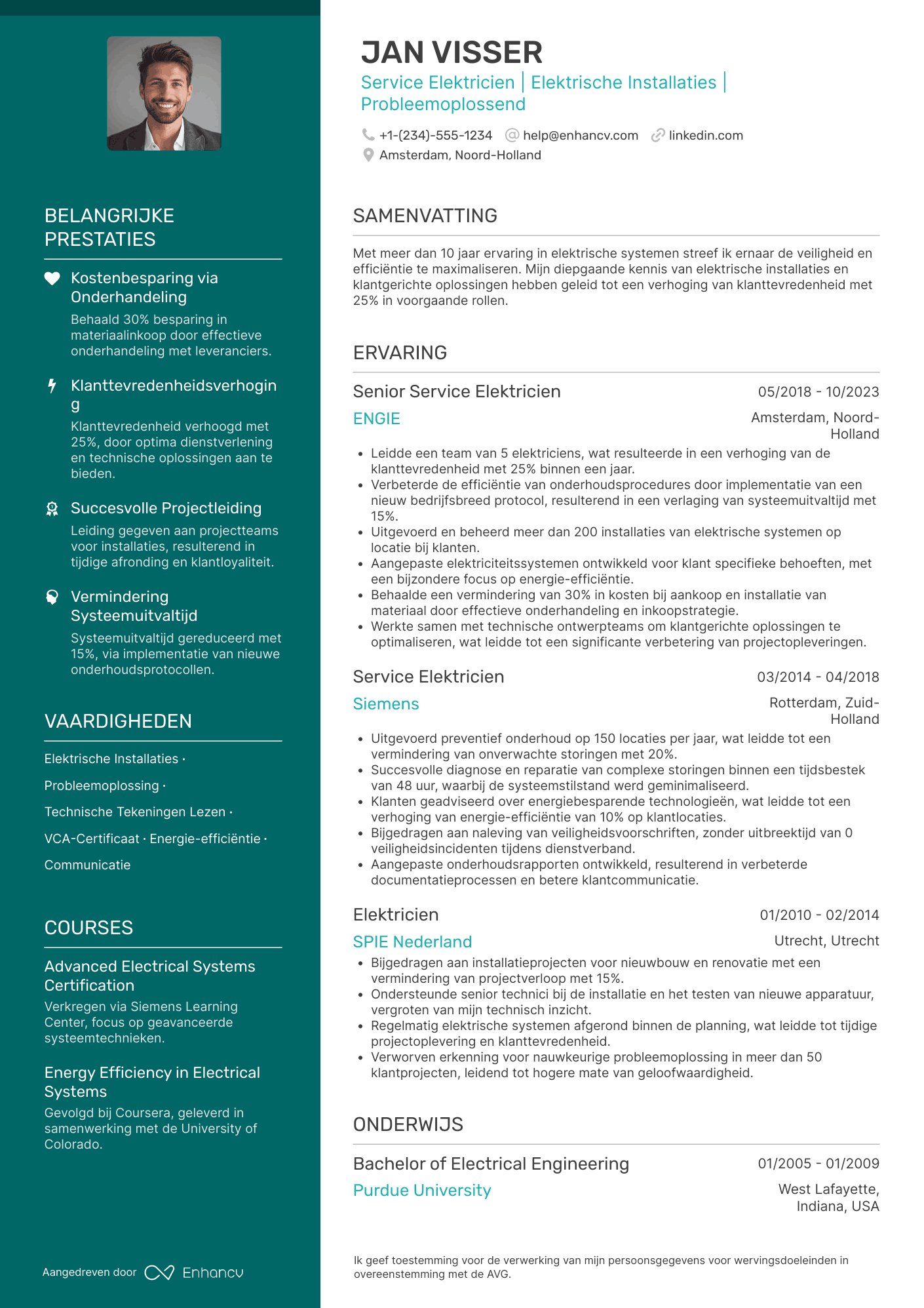 CV voor Service Elektricien Resume Example