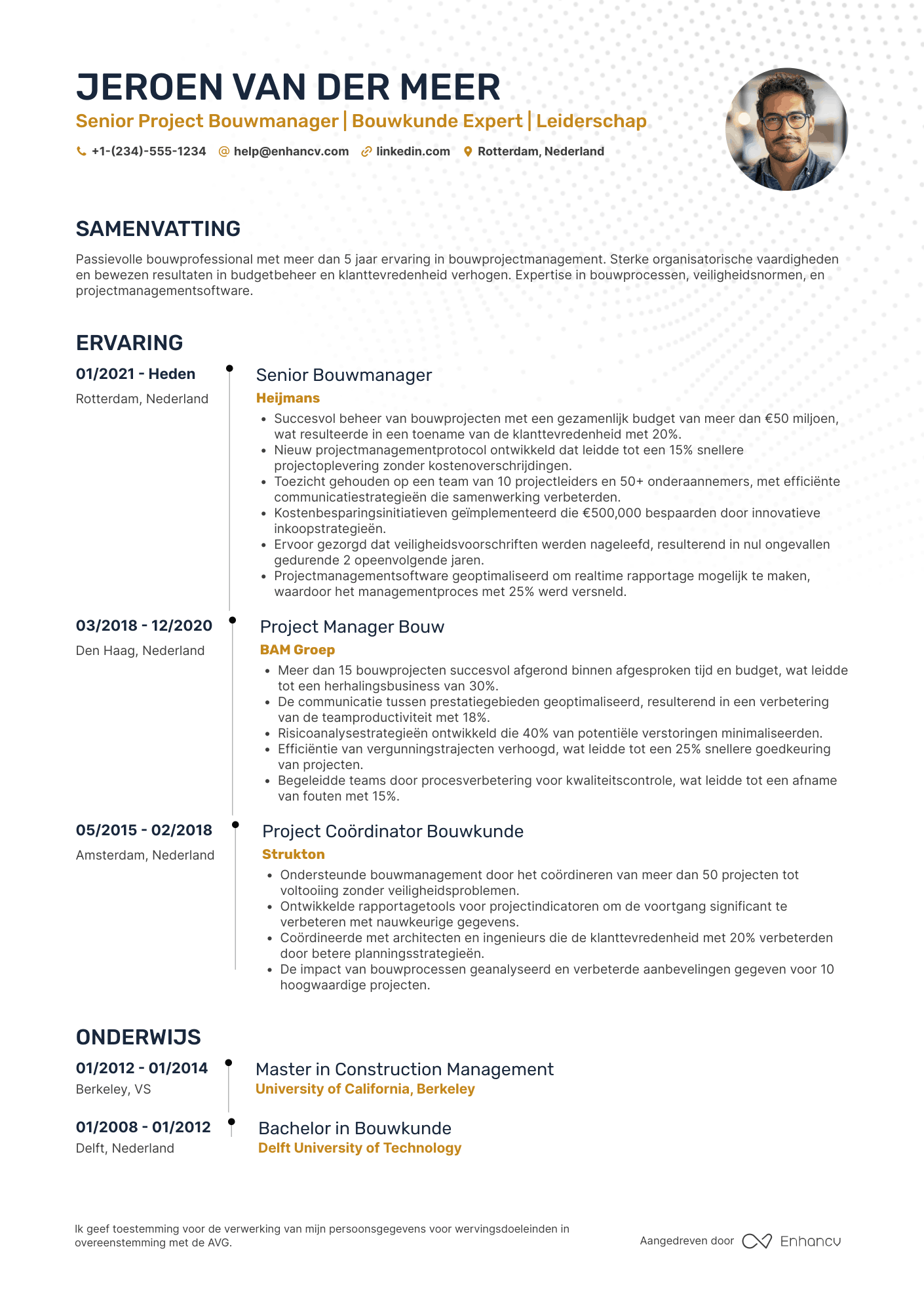 CV voor Project Bouwmanager Resume Example