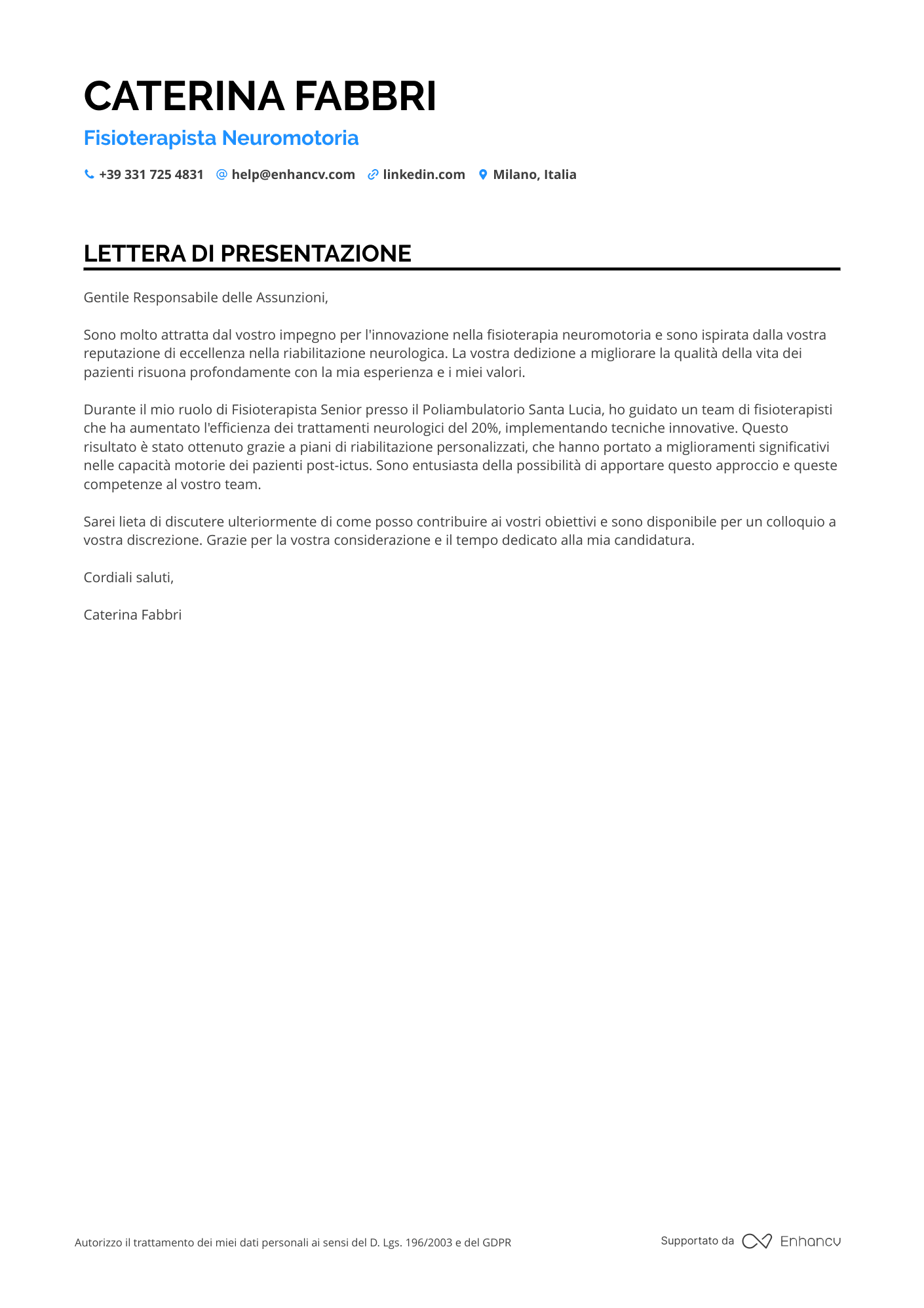 Fisioterapista Neuromotorio Resume Example