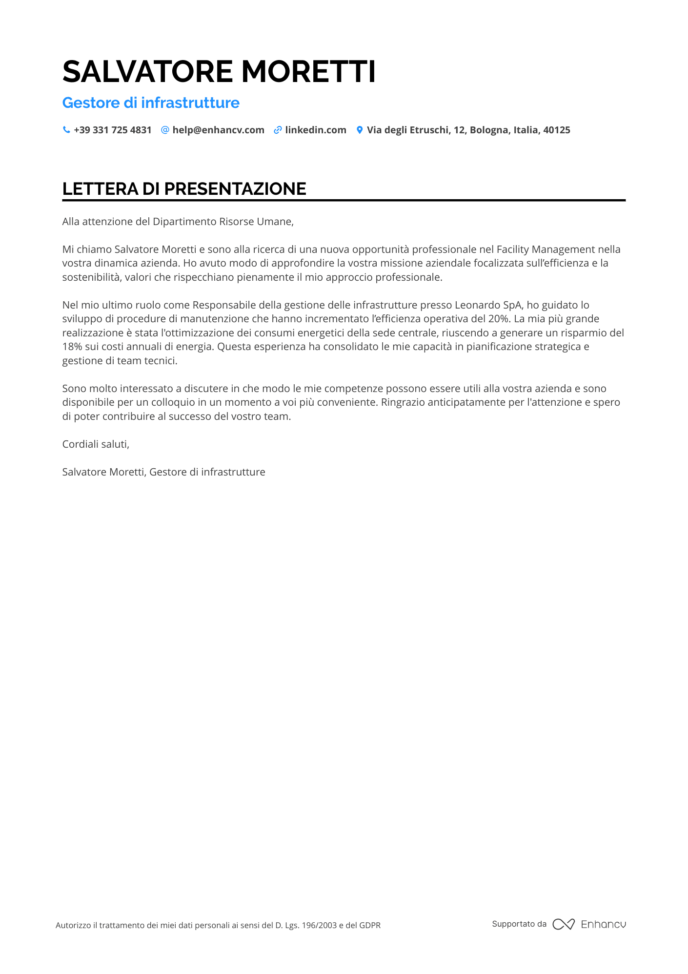 Ingegnere Elettrico Resume Example