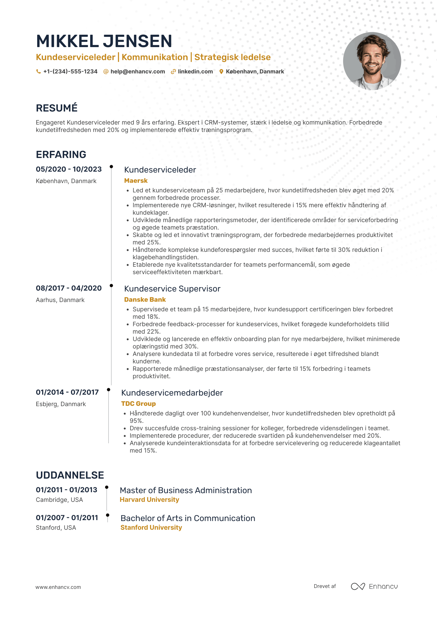 CV til Kundeserviceleder Resume Example