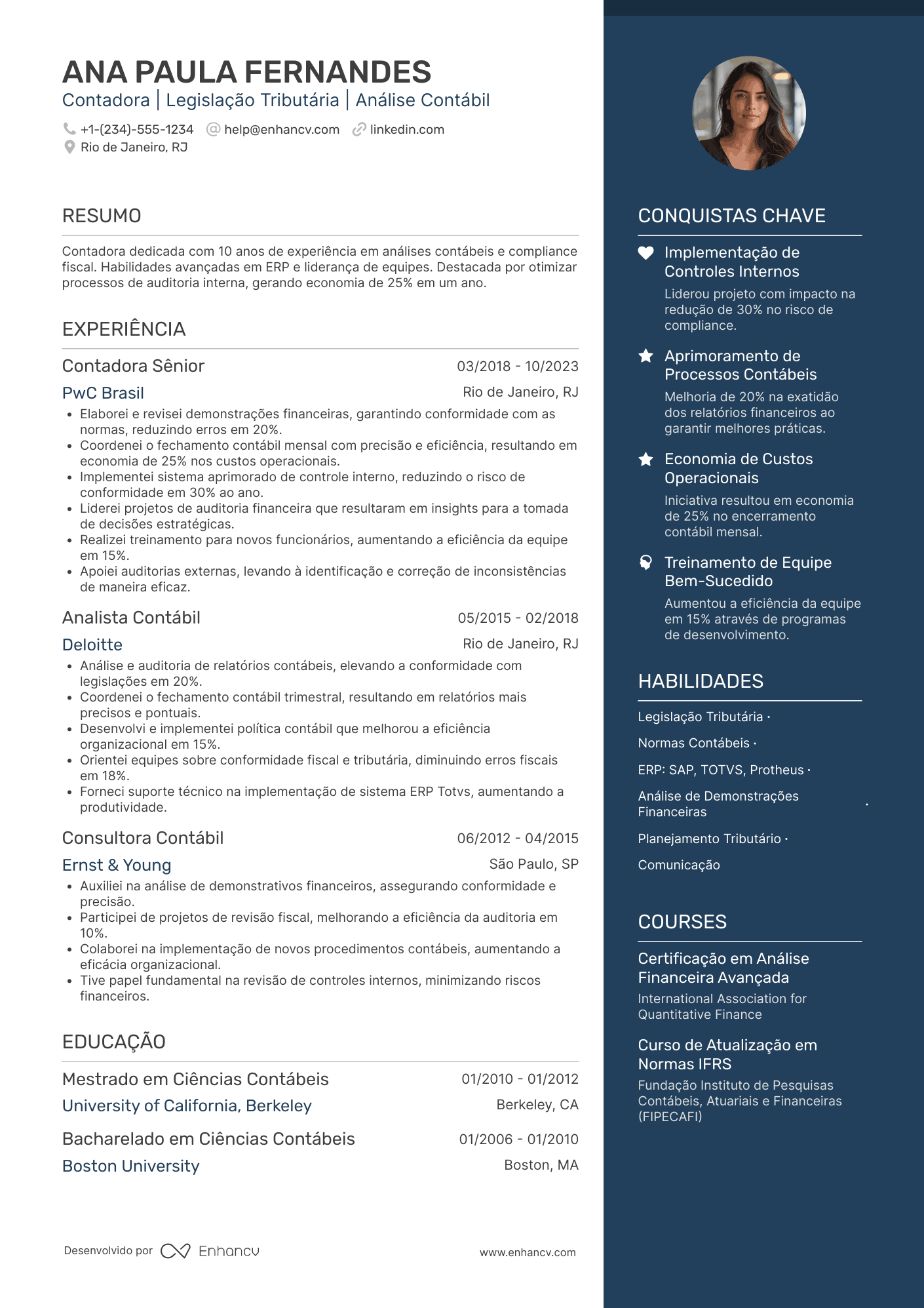 Currículo de contador com CRC Resume Example
