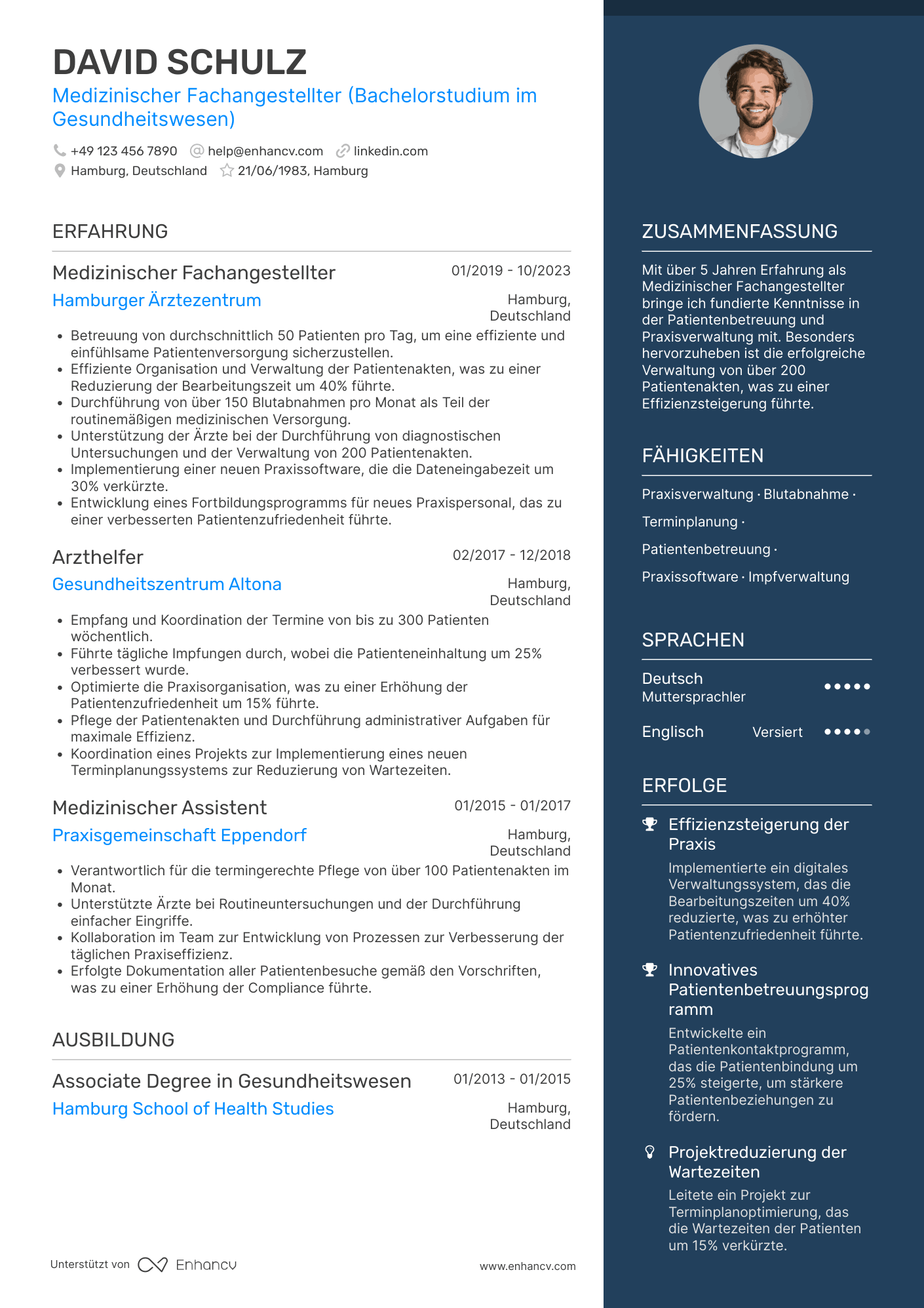 Lebenslauf als Arzthelferin für Allgemeinmedizin Resume Example
