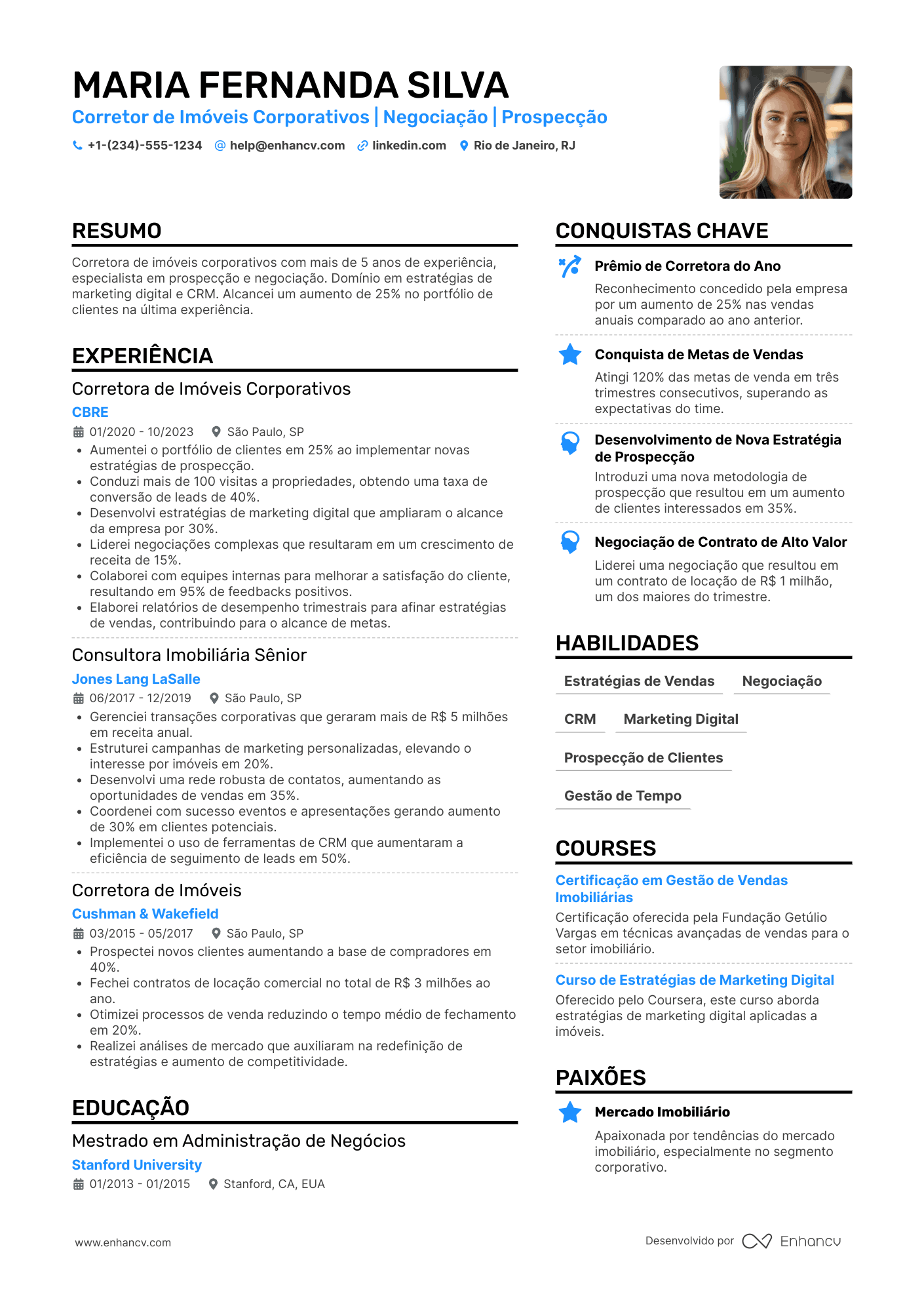 Corretor de imóveis corporativos Resume Example