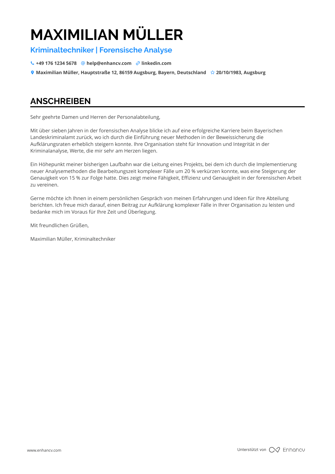 Polizei Kriminaltechniker Resume Example