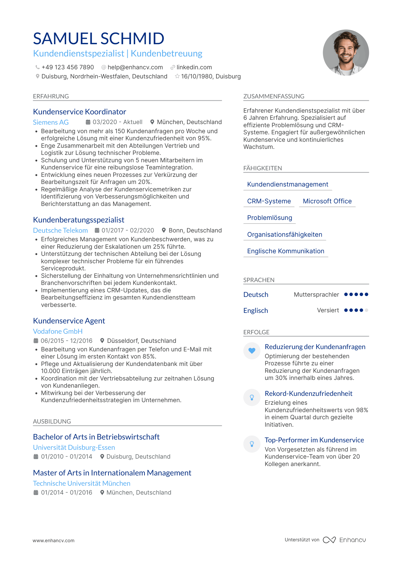 Lebenslauf als Kundenservice Koordinator Resume Example