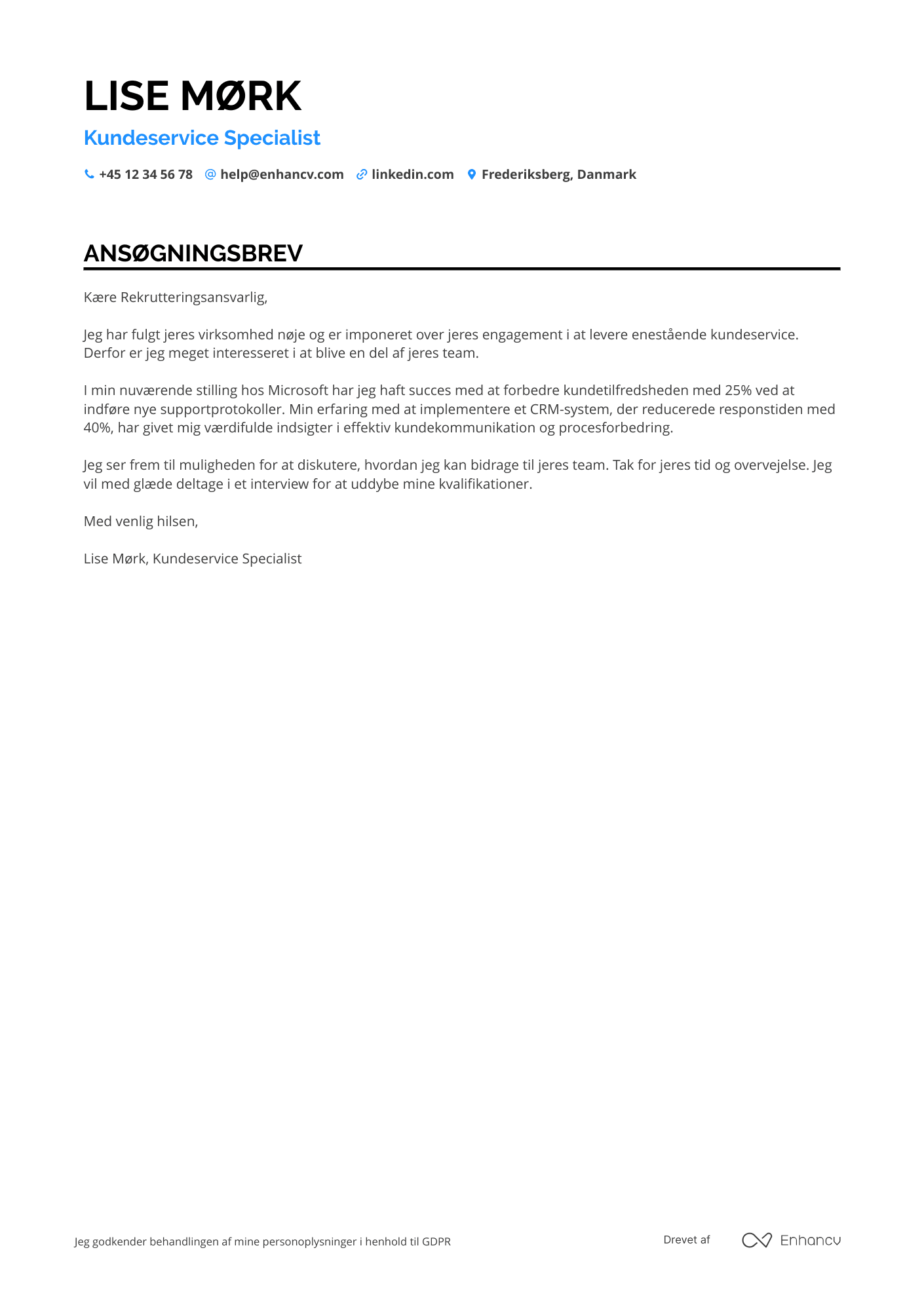 Ansøgningsbrev til Kundeservicemedarbejder   teknisk support Resume Example