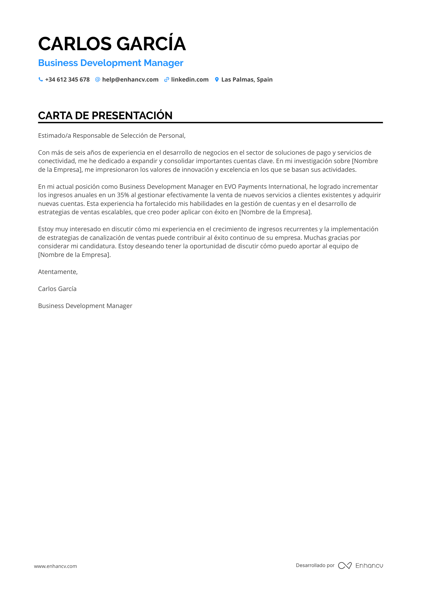 Director General de Desarrollo de Negocios Resume Example