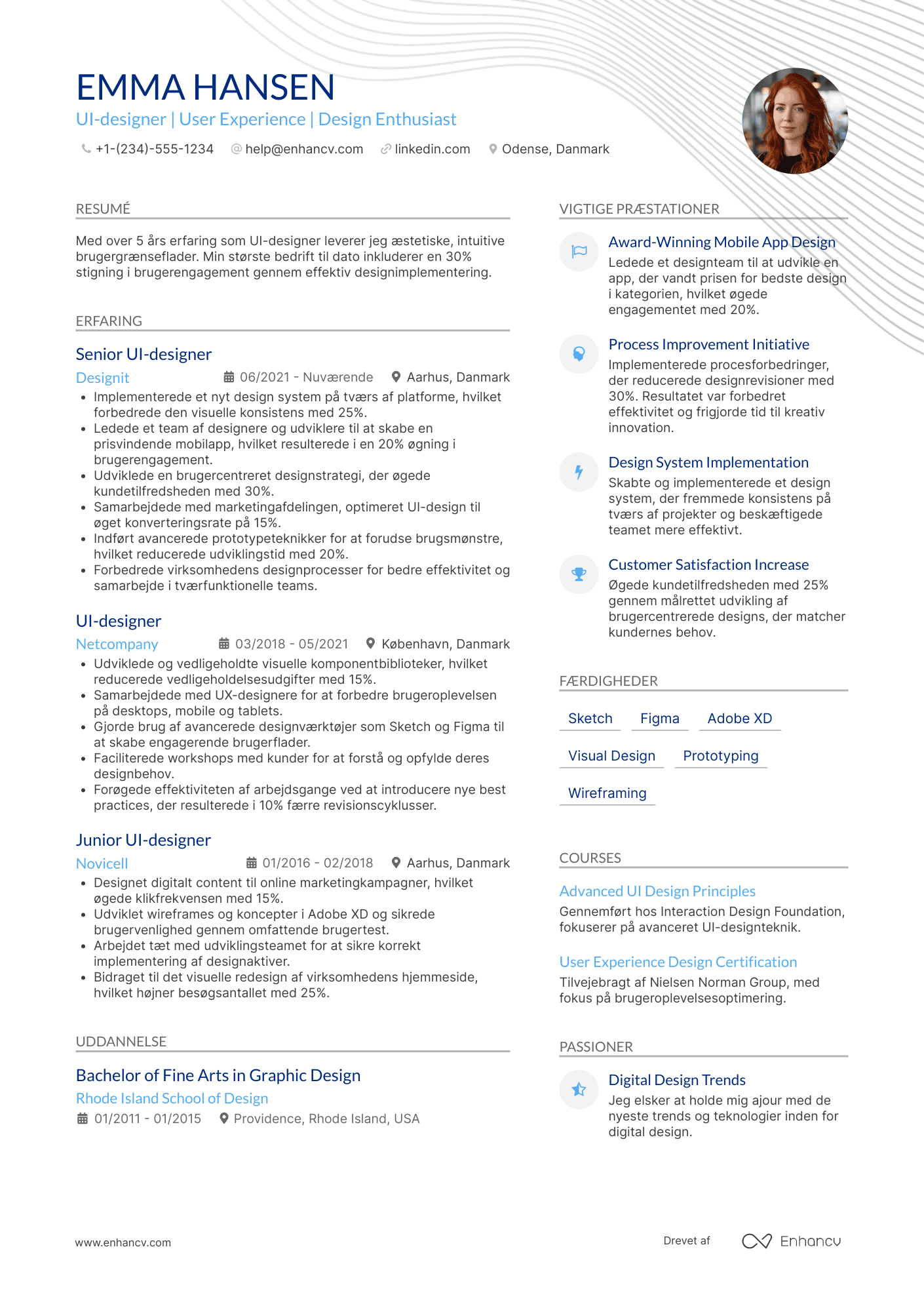 CV til UI designer Resume Example