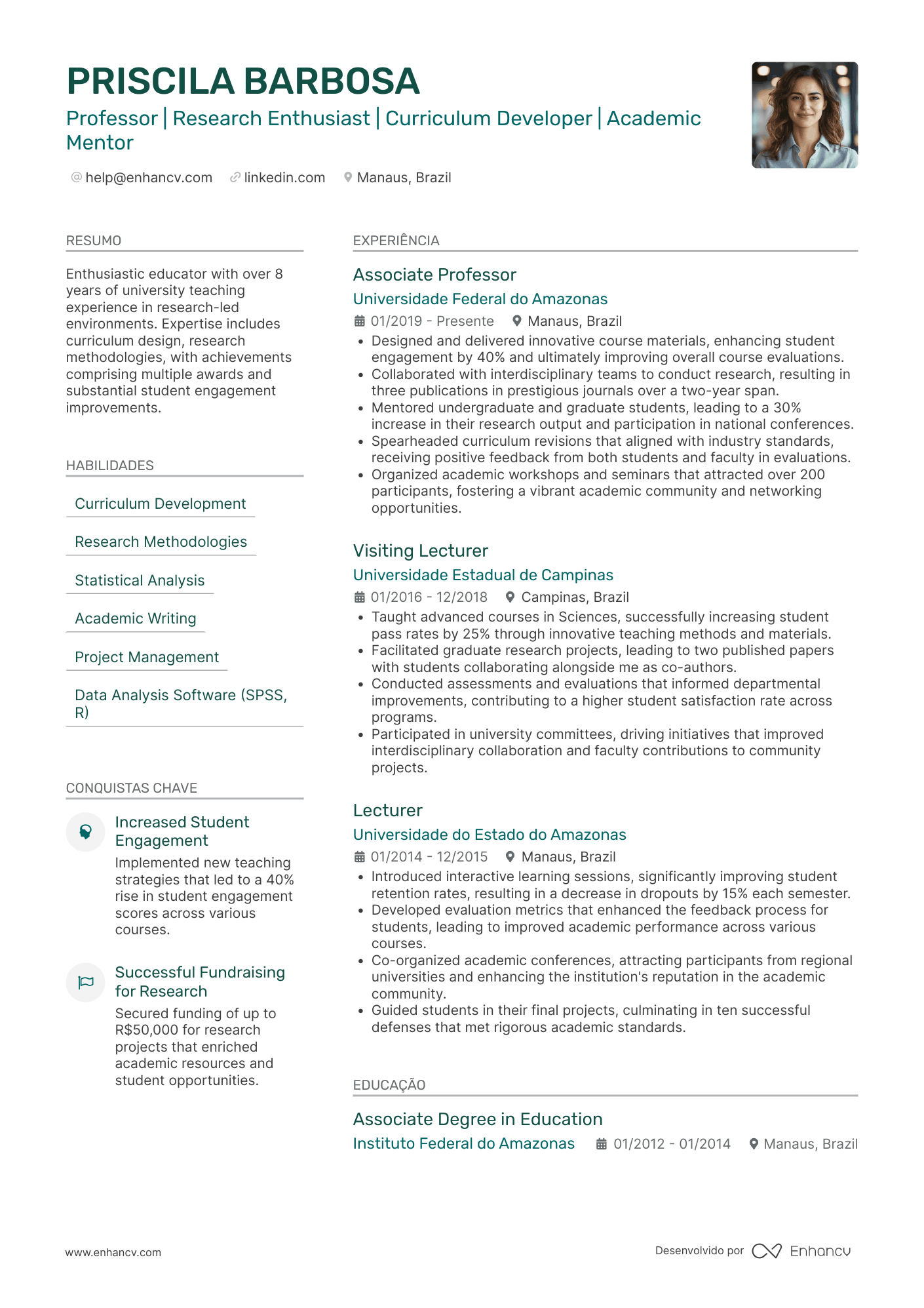 Professores experientes Resume Example