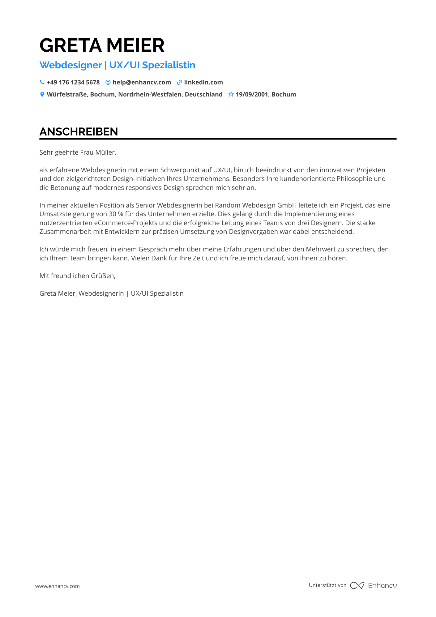 Webdesigner für Medienunternehmen Resume Example