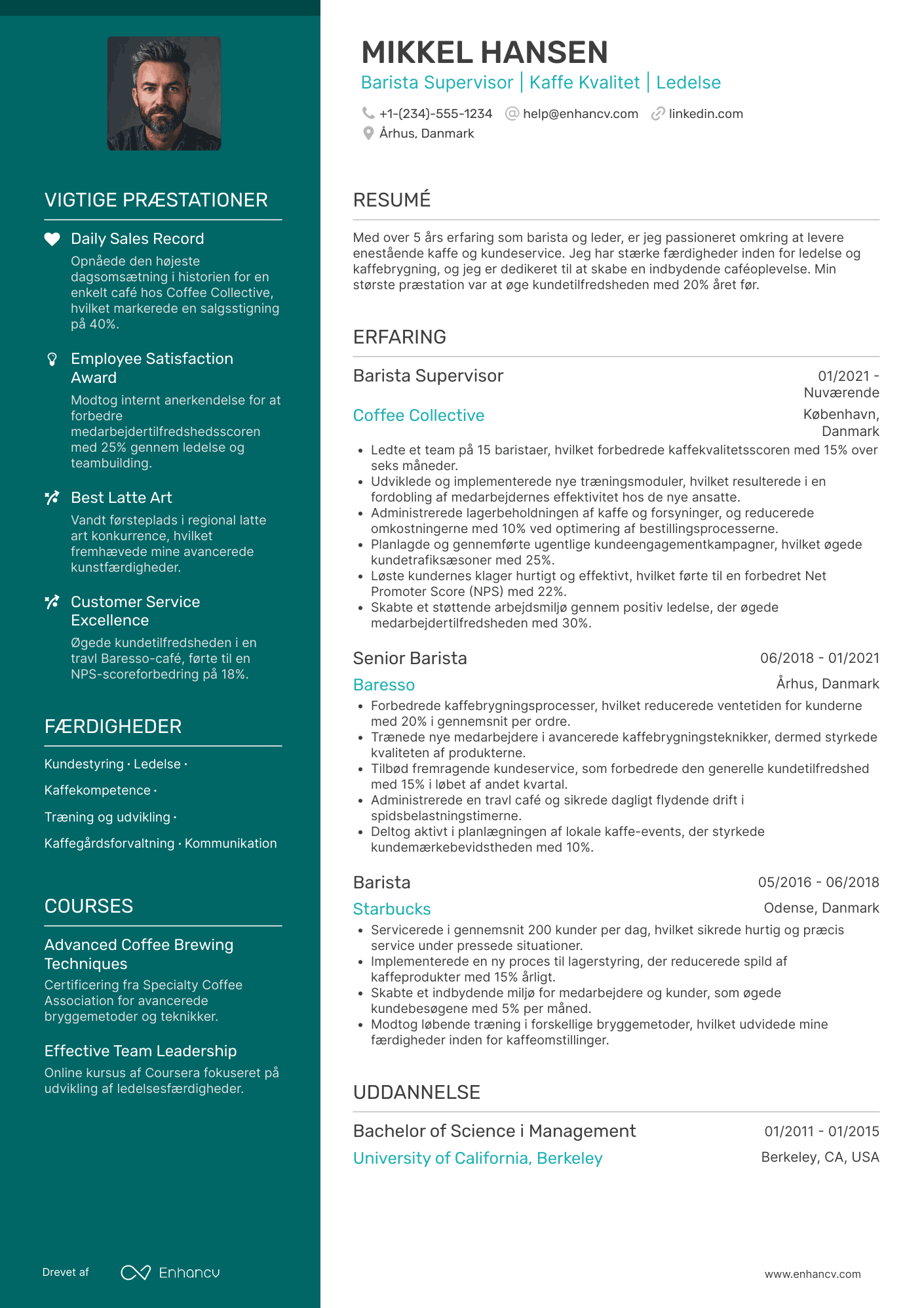 CV til Barista Supervisor Resume Example