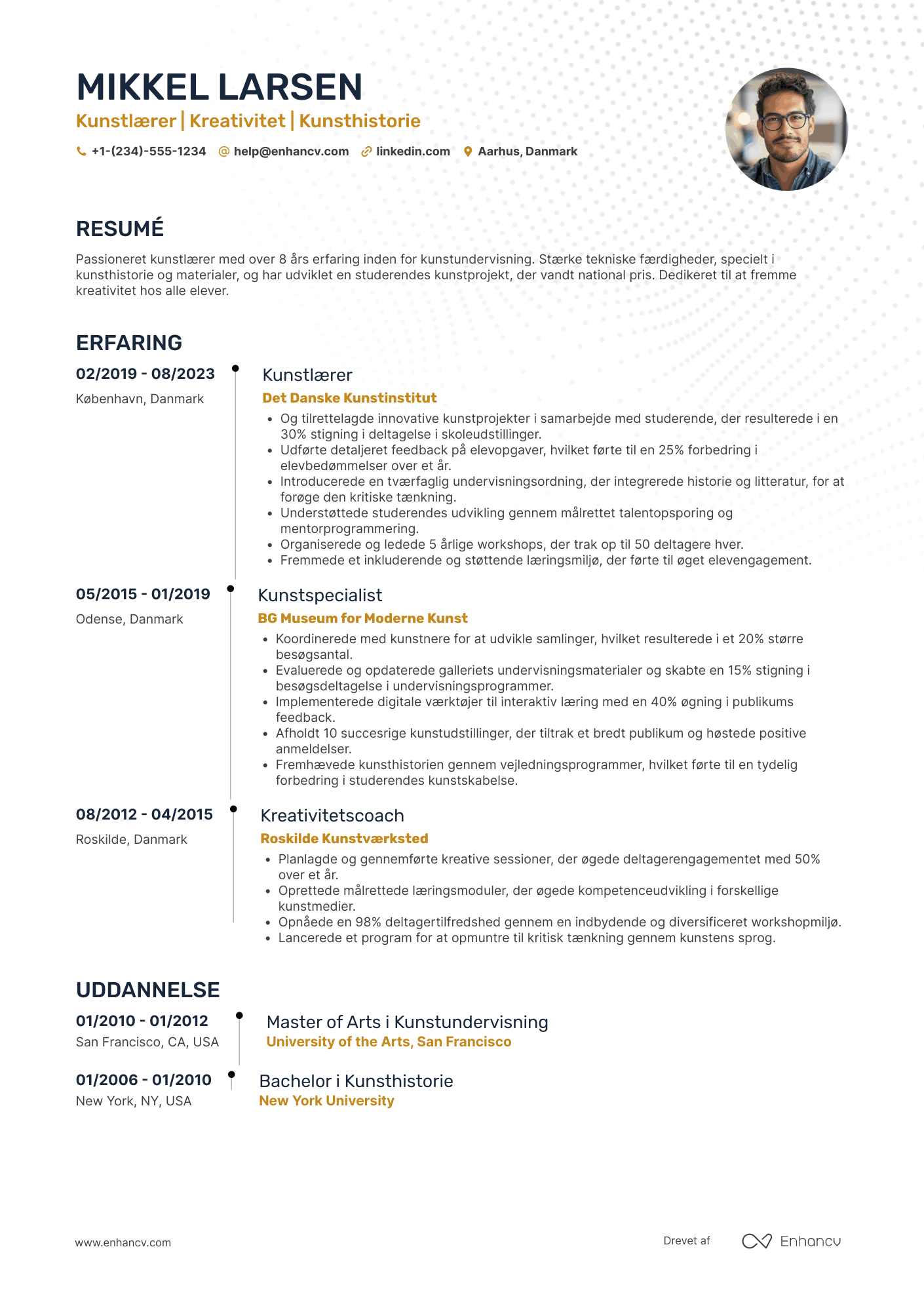 CV til Kunstlærer Resume Example