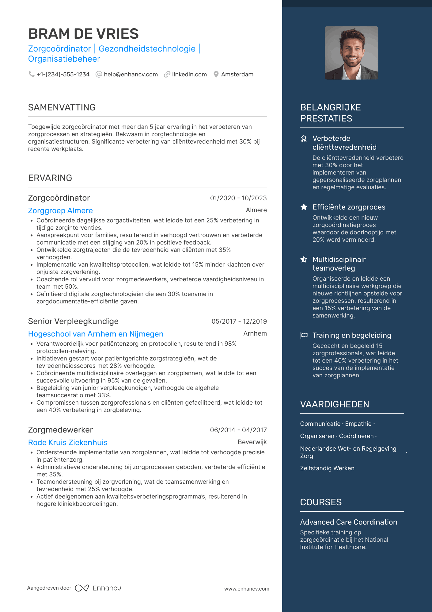 CV voor Zorgcoördinator Resume Example