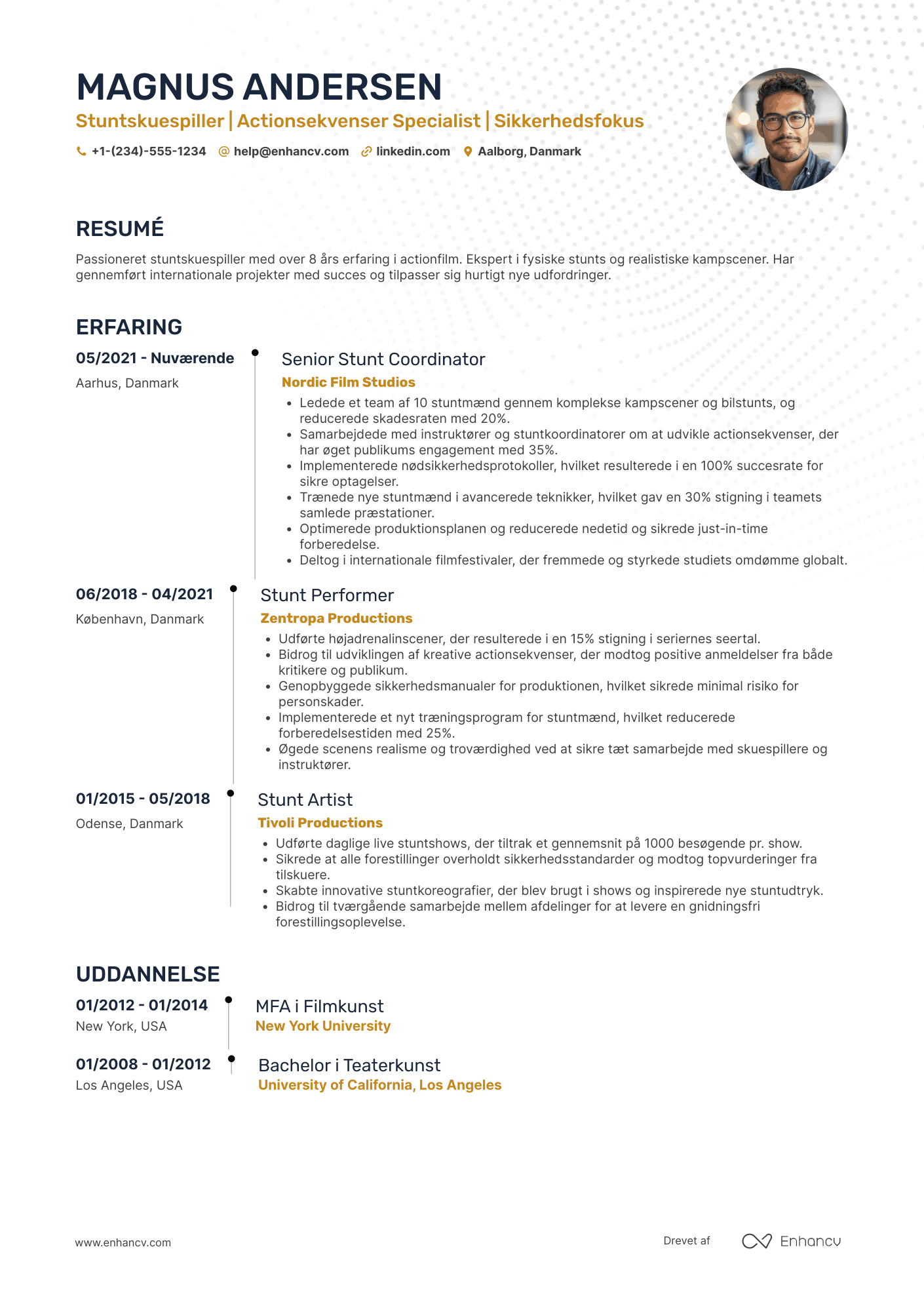 CV til Stuntskuespiller Resume Example