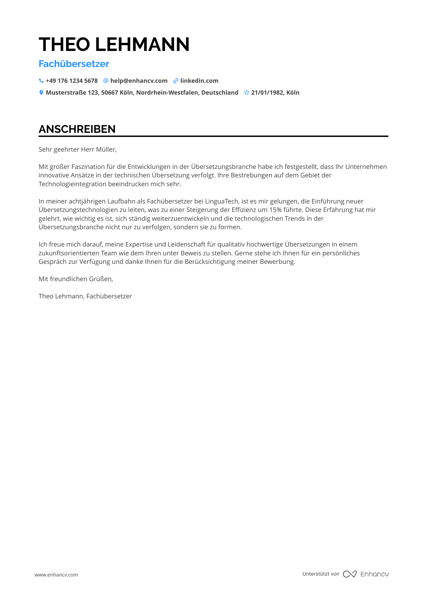 Fachübersetzer Resume Example