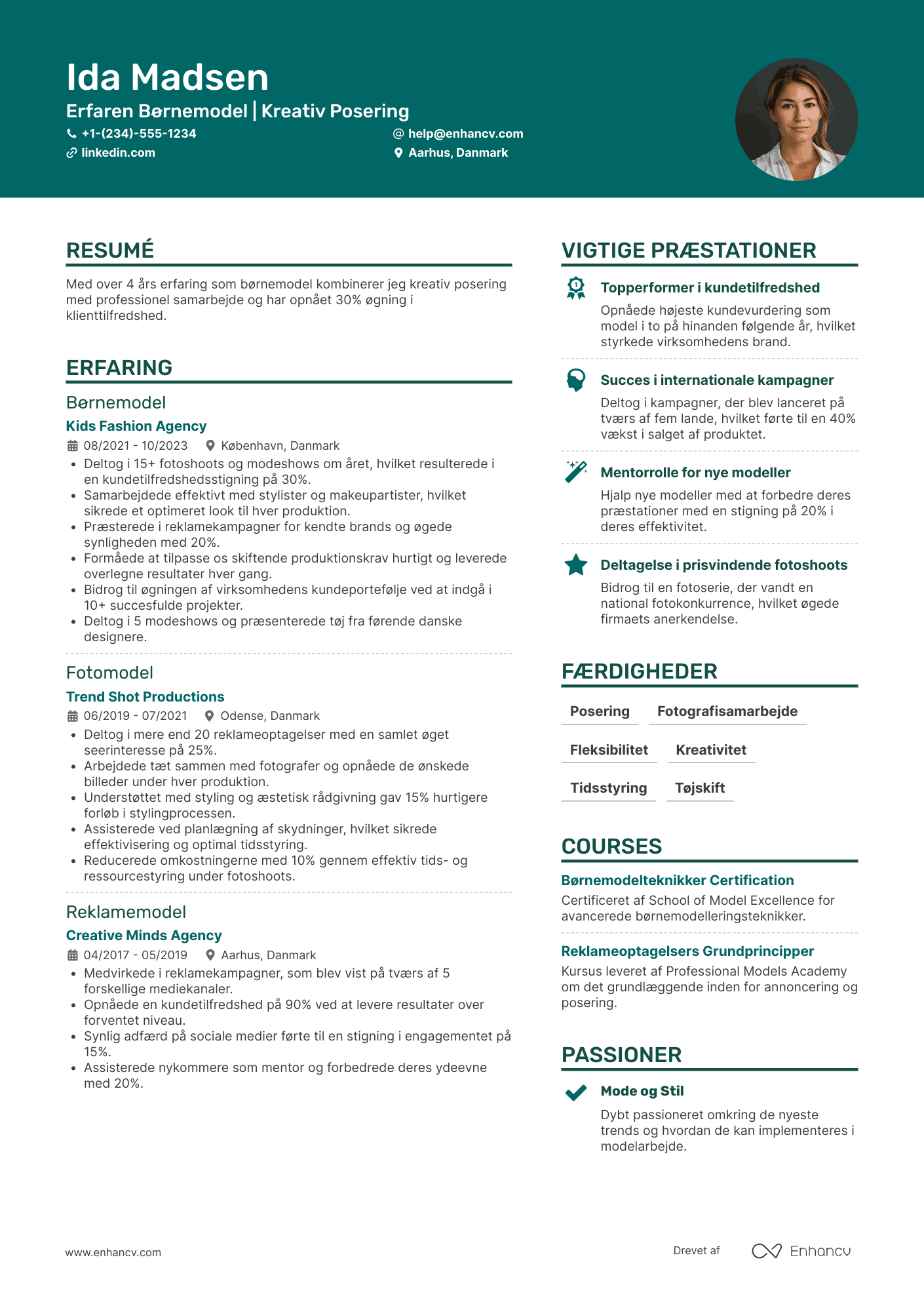 CV til Børnemodel Resume Example