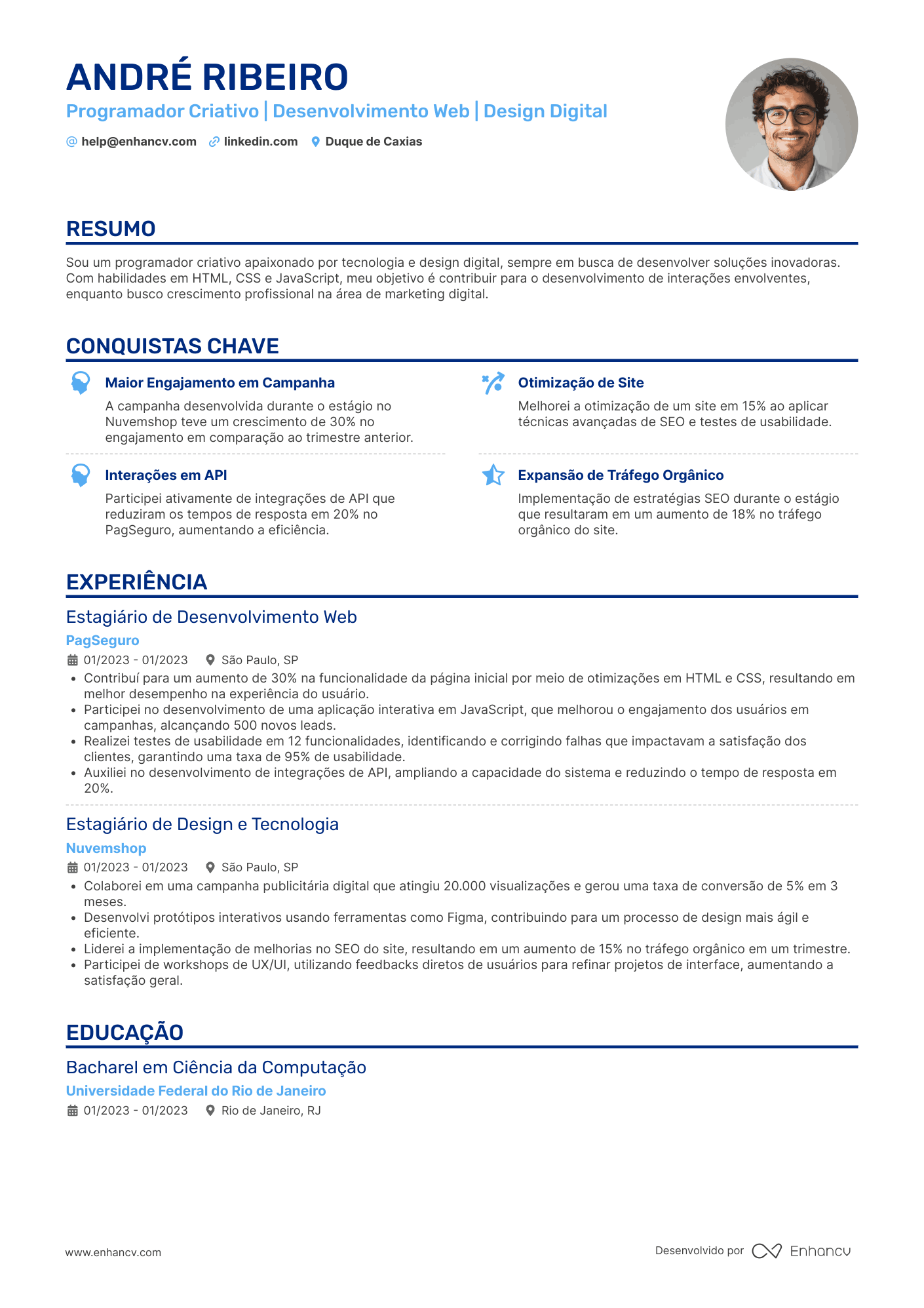 Criativo de programador Resume Example