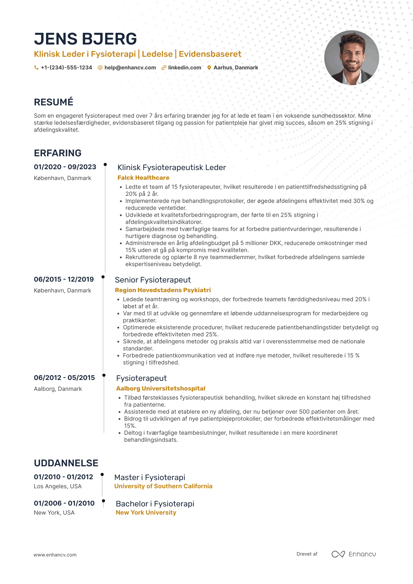 CV til Klinisk leder i fysioterapi Resume Example