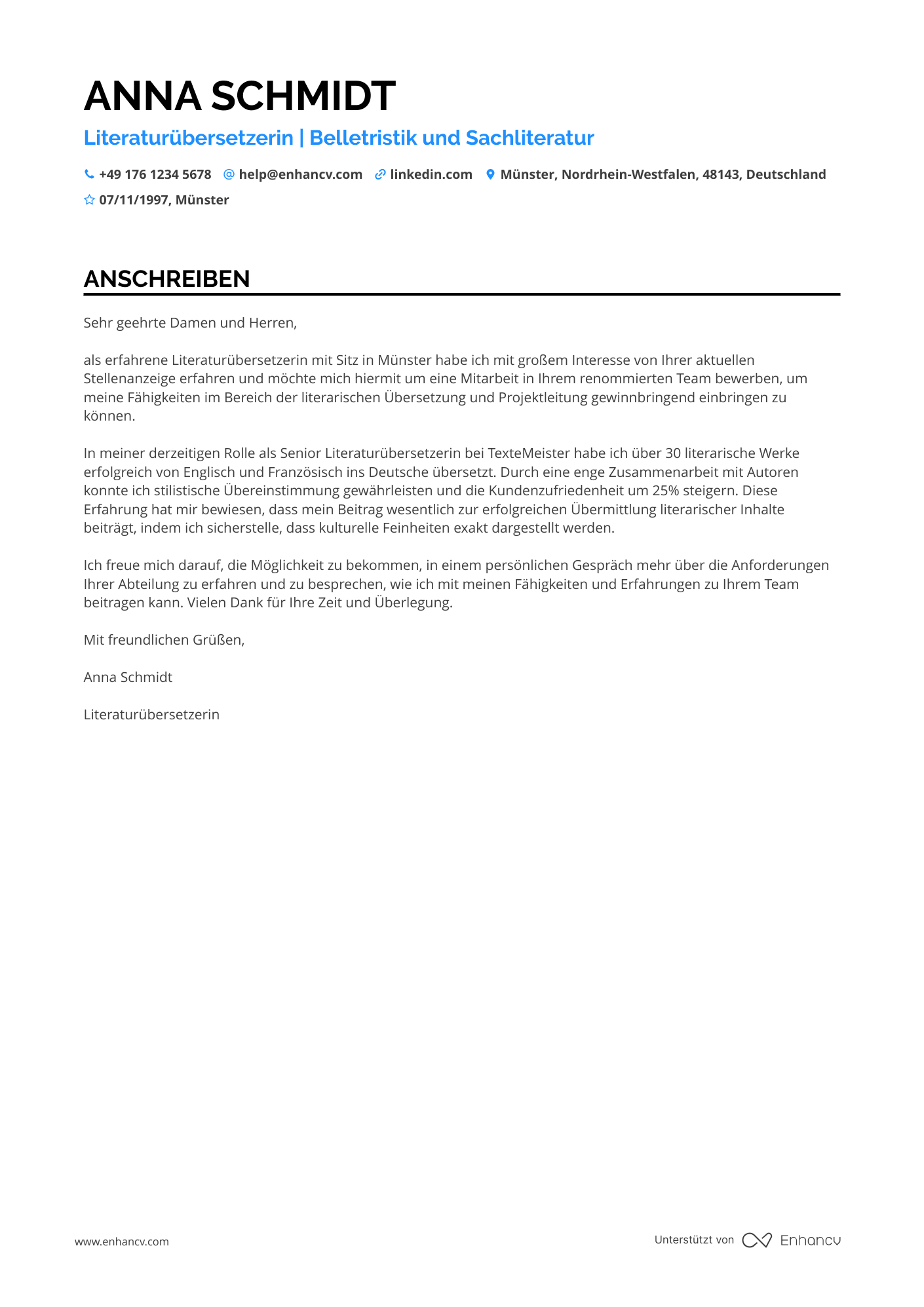 Literaturübersetzer Resume Example