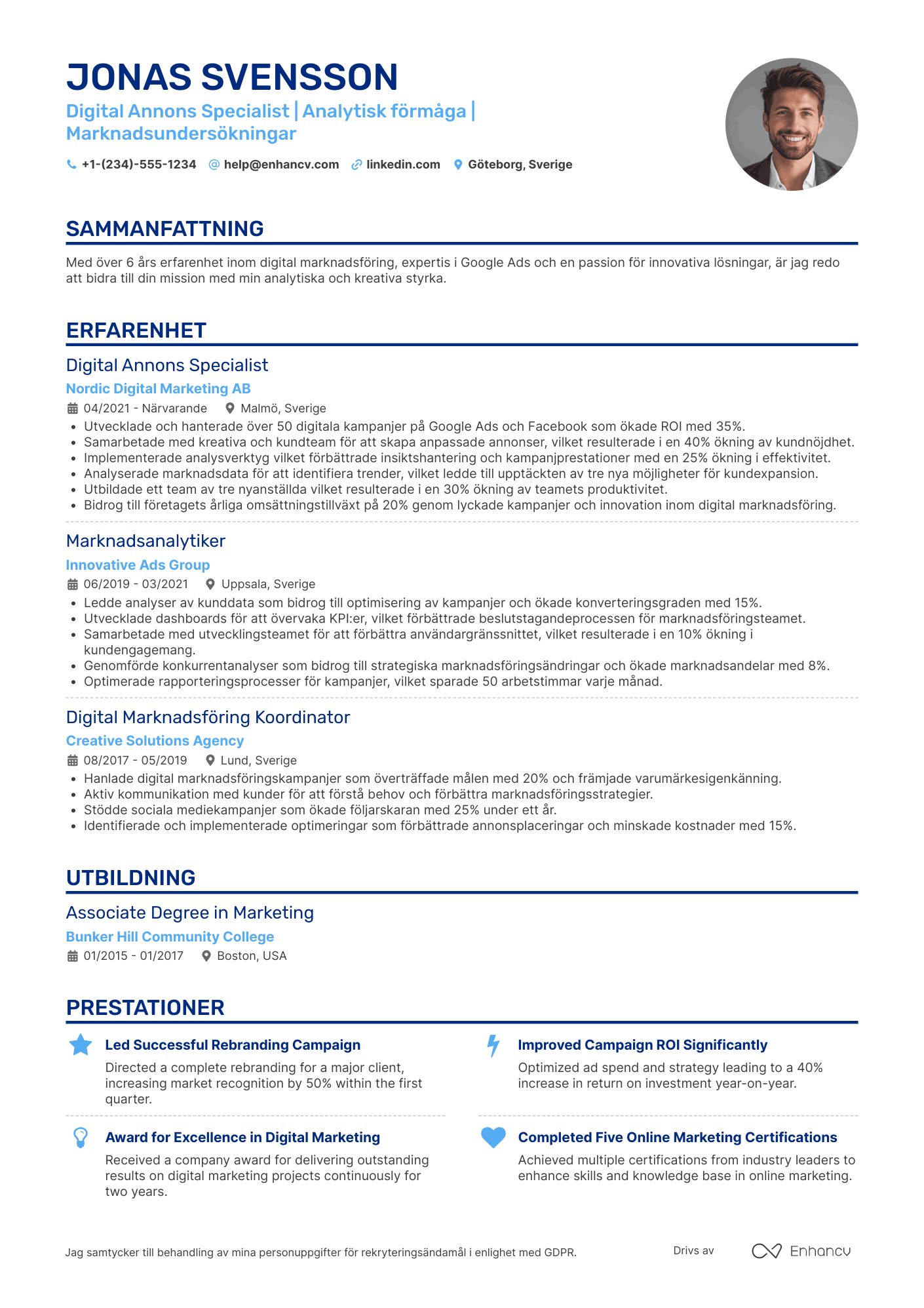 CV för Digital Annons Specialist Resume Example
