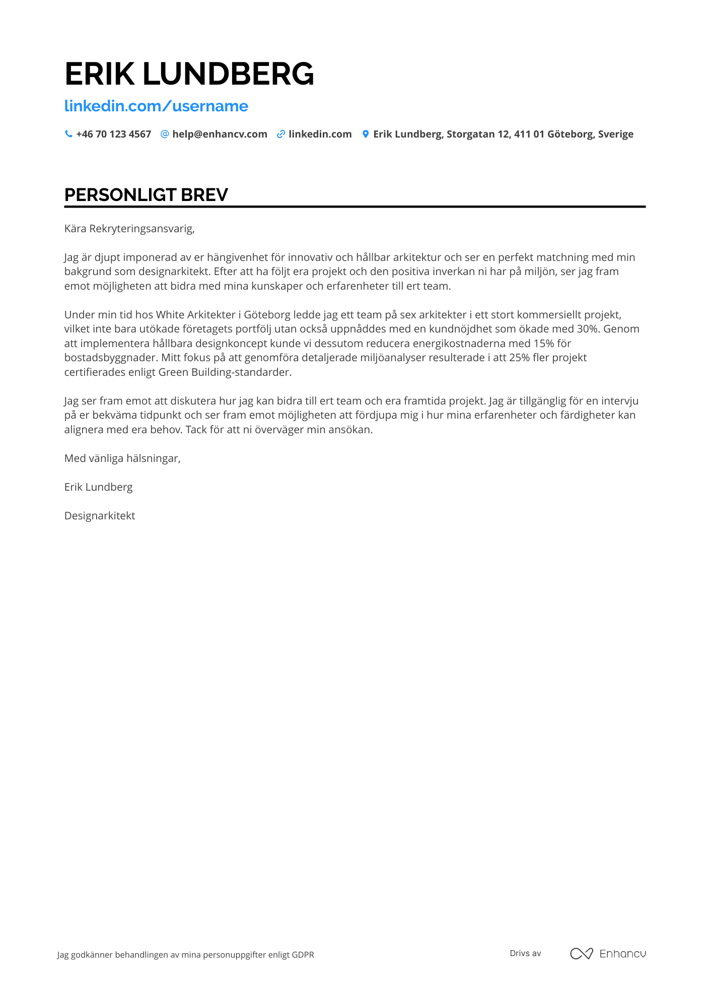 Personligt brev för Designarkitekt Resume Example