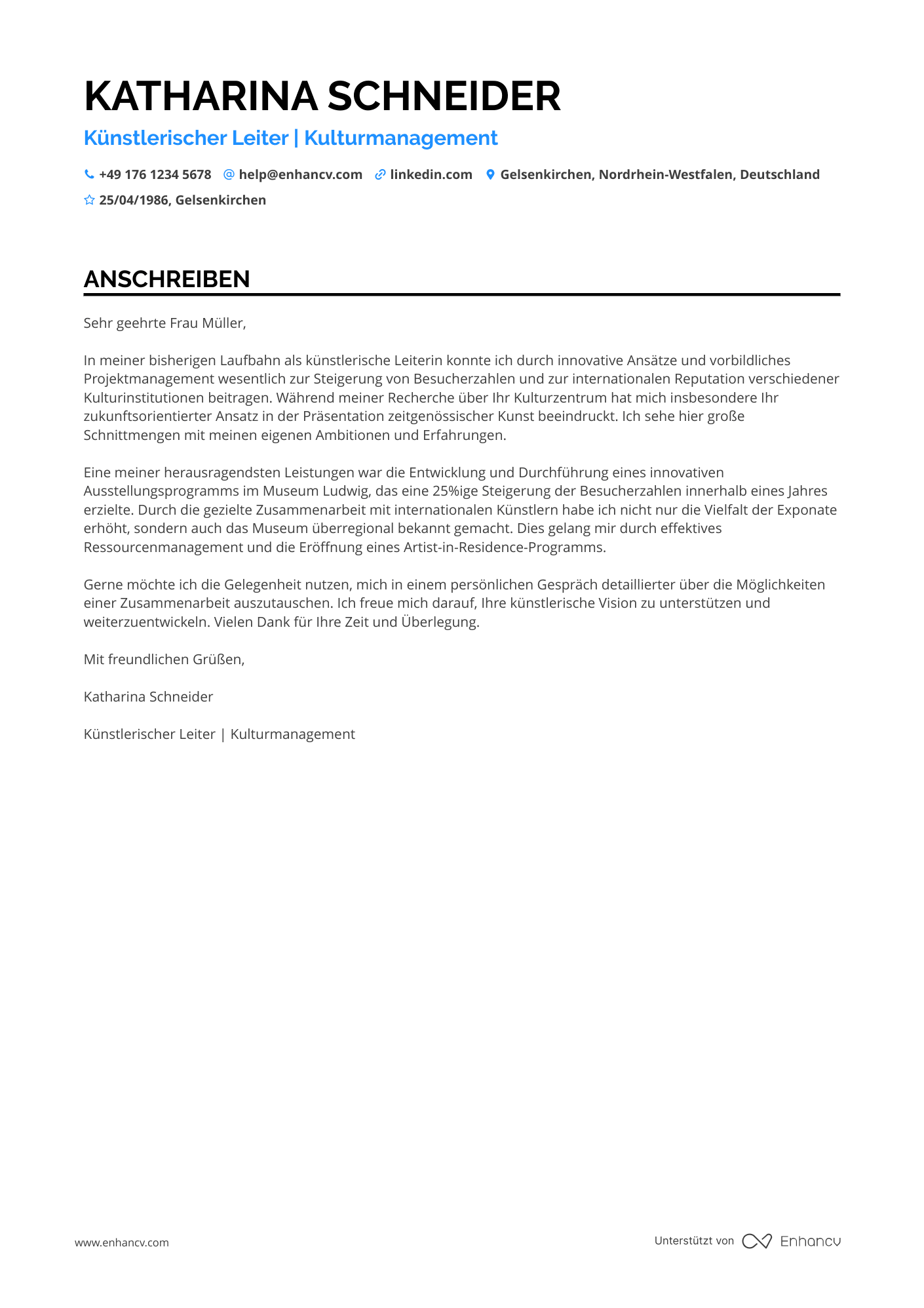 Künstlerischer Direktor Resume Example