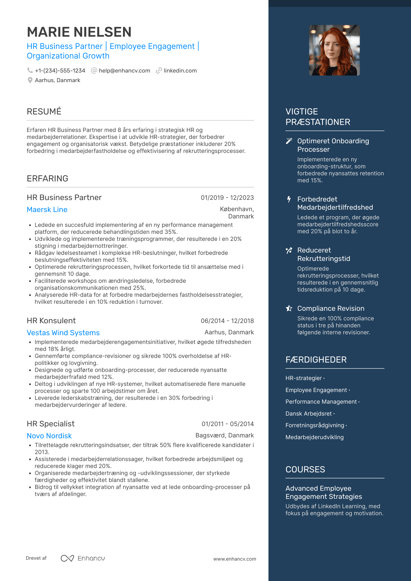 CV til HR Business Partner Resume Example