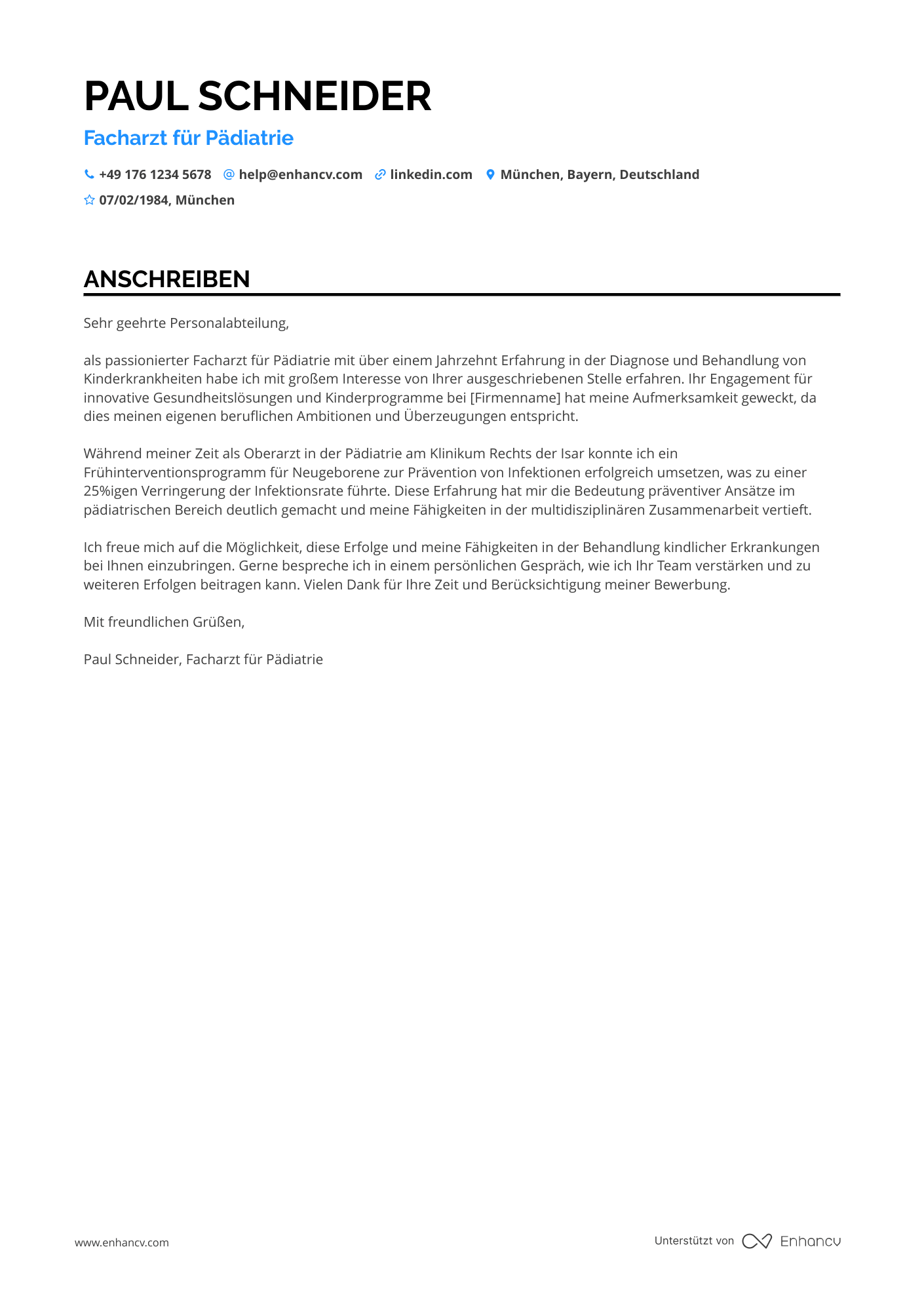 Kinderarzt Resume Example