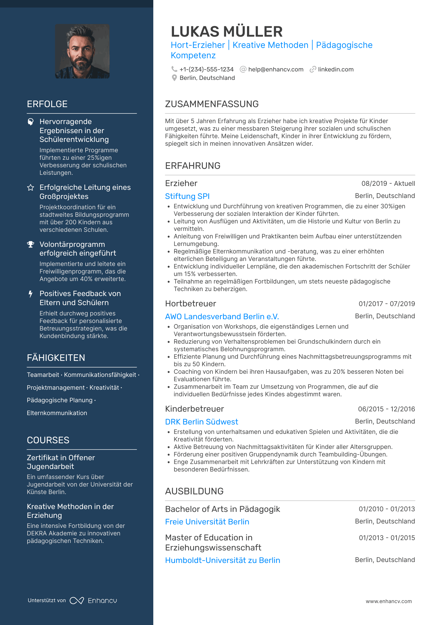 Lebenslauf für Hort Erzieherin Resume Example
