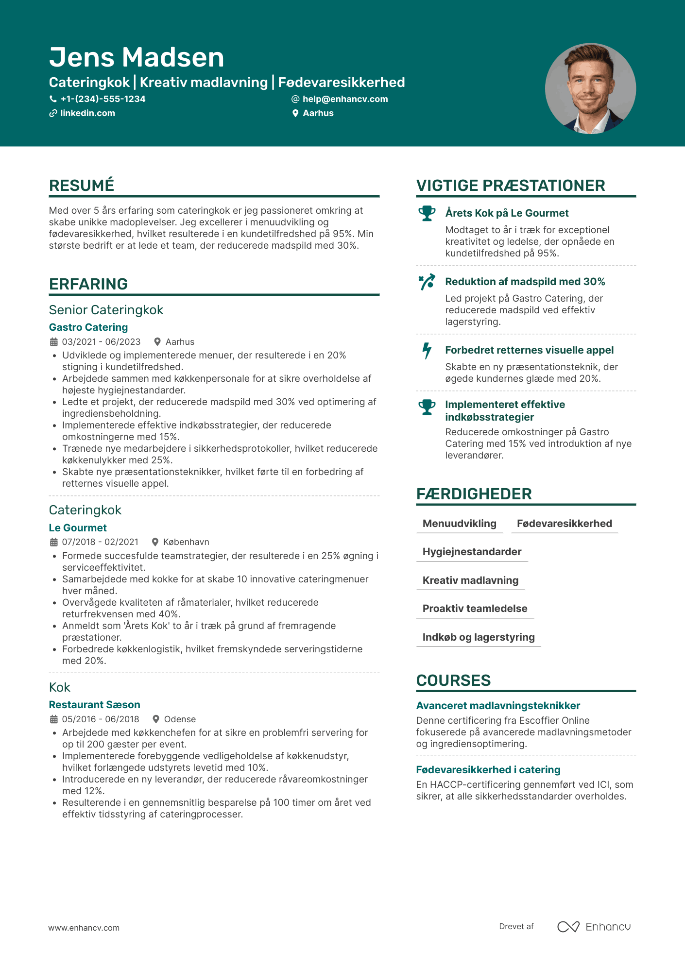 CV til Cateringkok Resume Example
