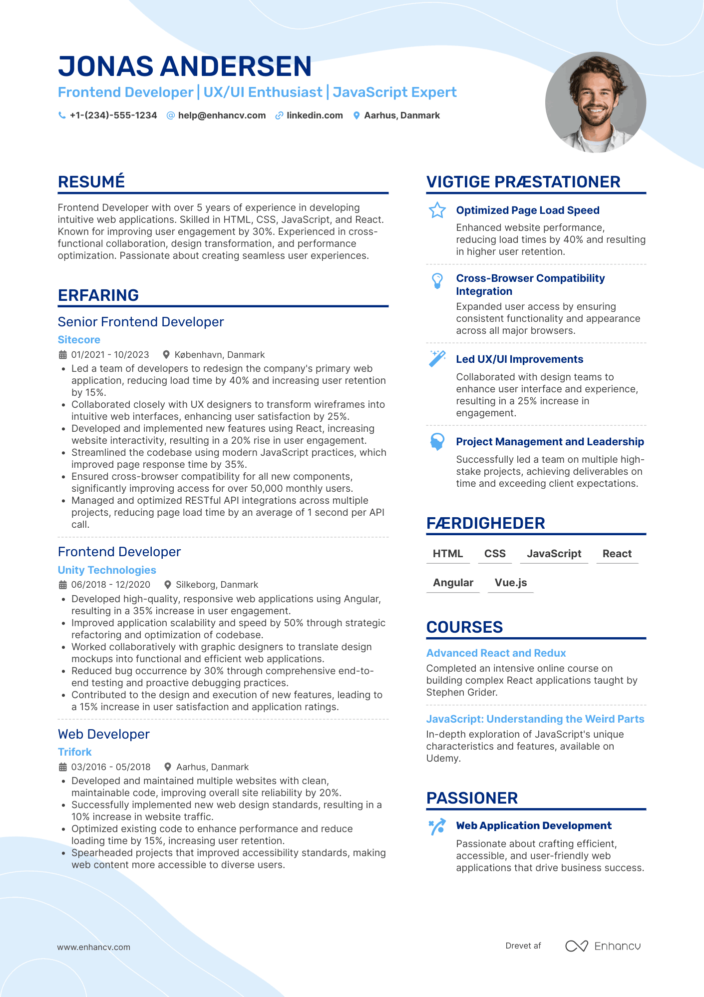 CV til Front End Programmør Resume Example