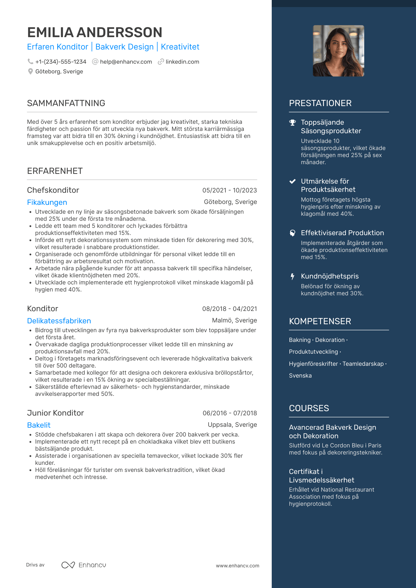CV för Konditor Resume Example
