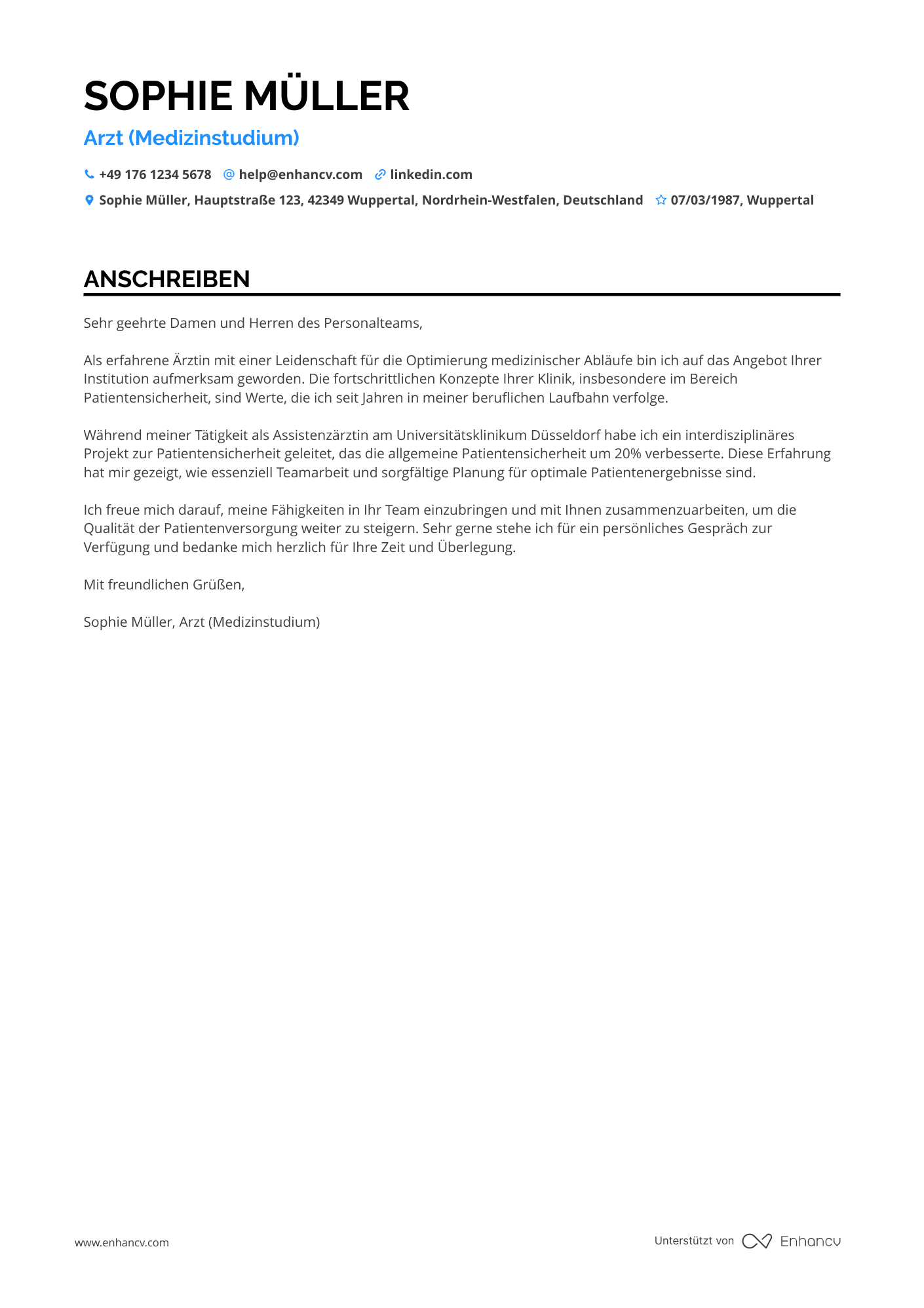 Assistenzarzt Resume Example