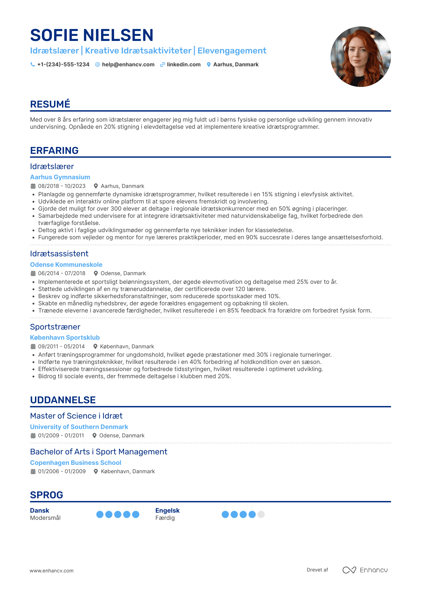 CV til Idrætslærer Resume Example