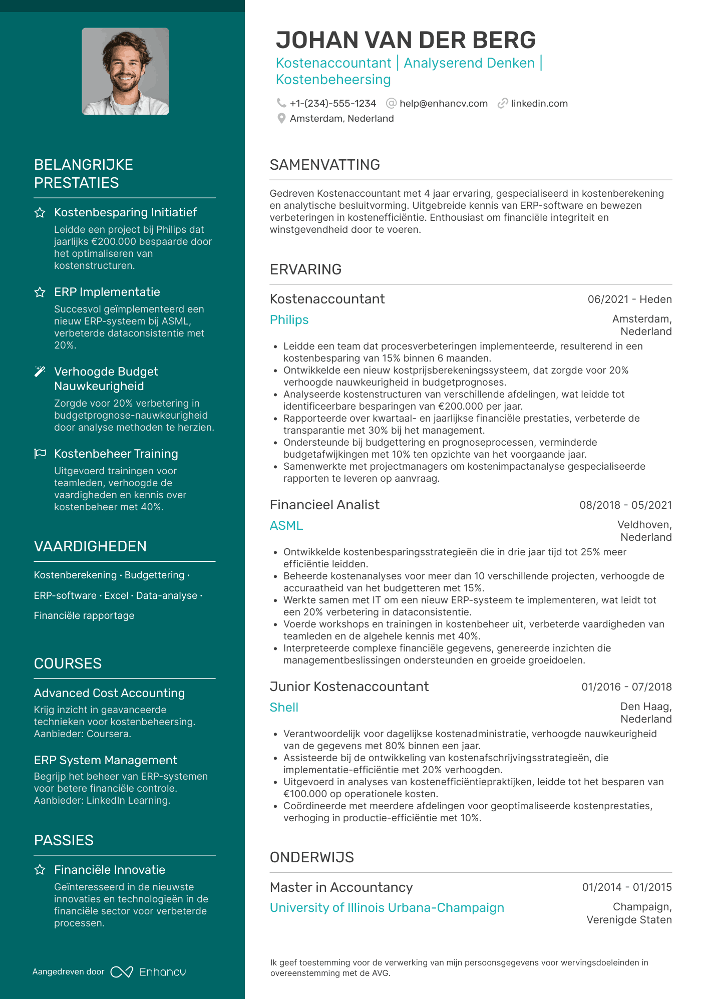 CV voor Kostenaccountant Resume Example