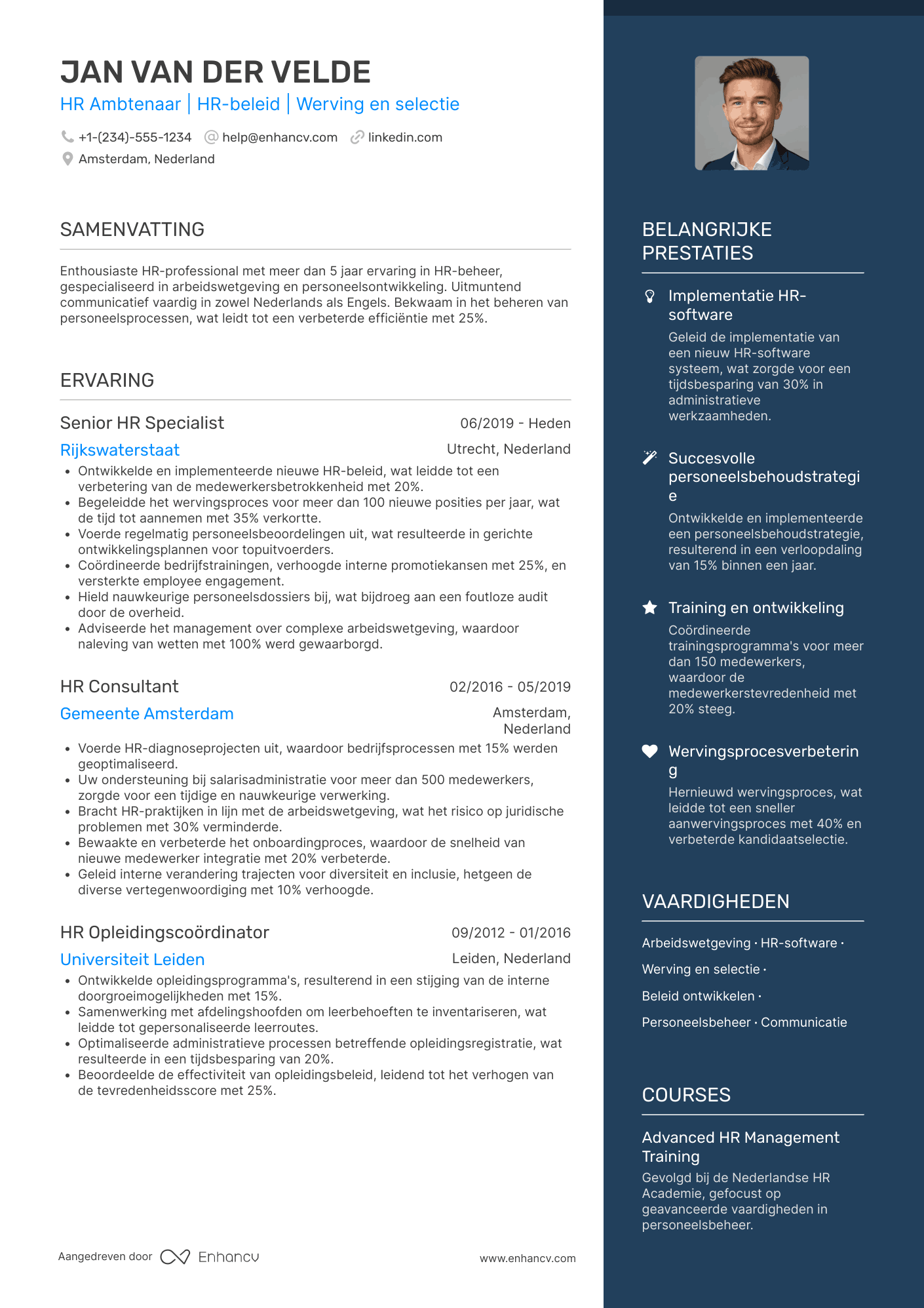 CV voor HR Ambtenaar Resume Example