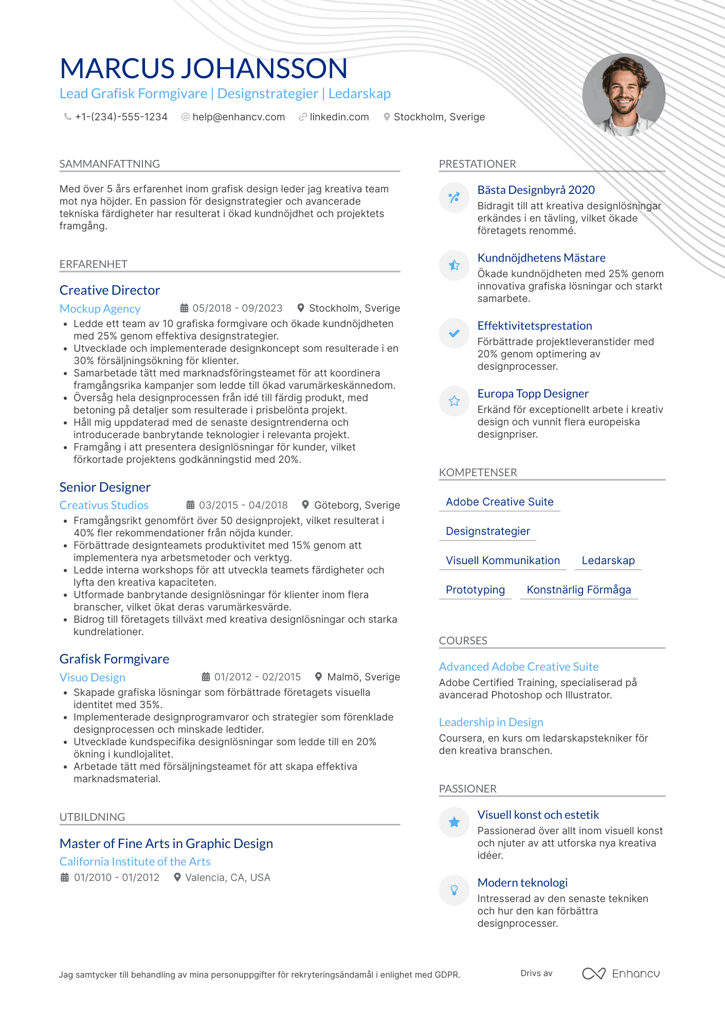 CV för Lead Grafisk Formgivare Resume Example