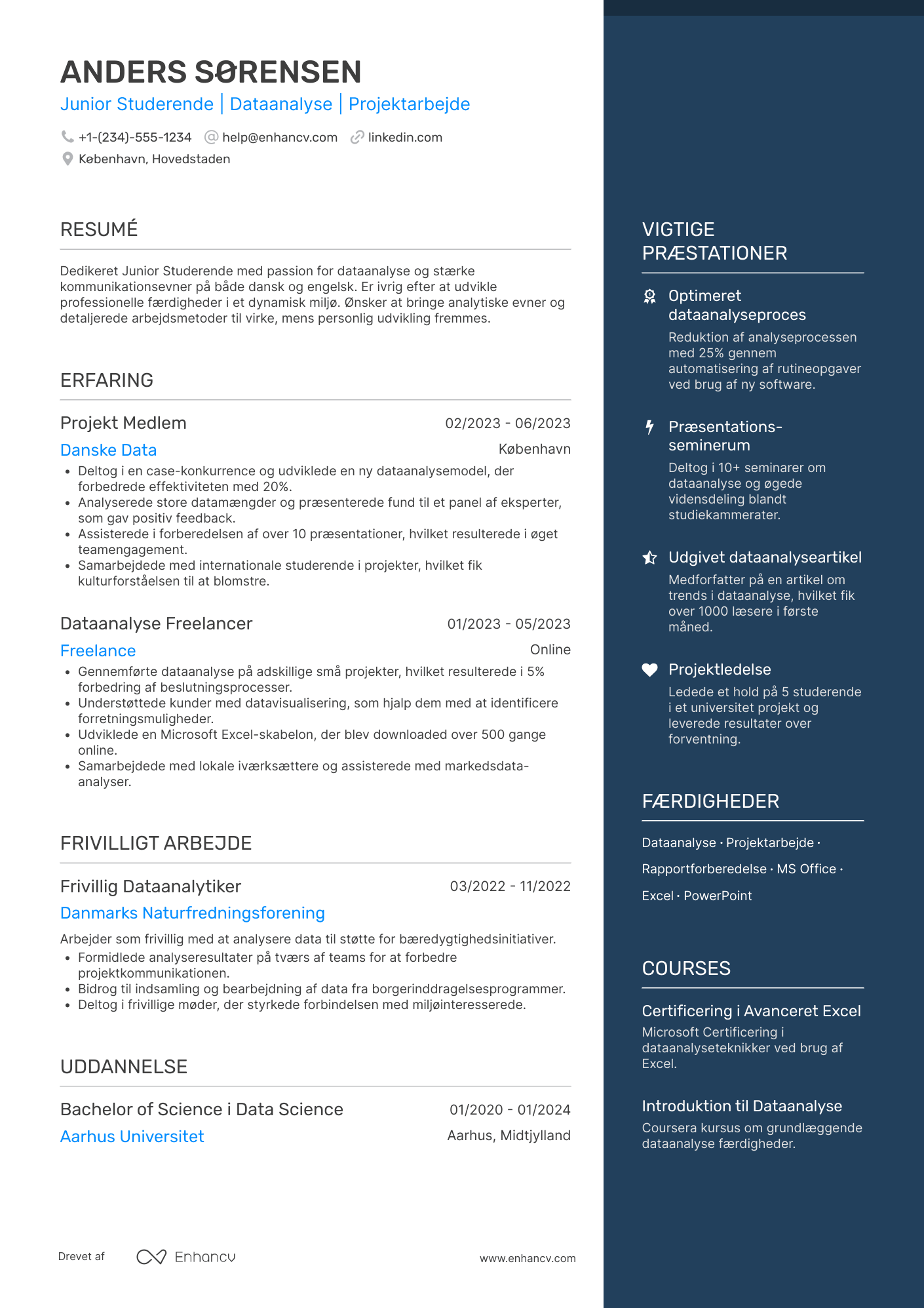CV til Junior Studerende Resume Example