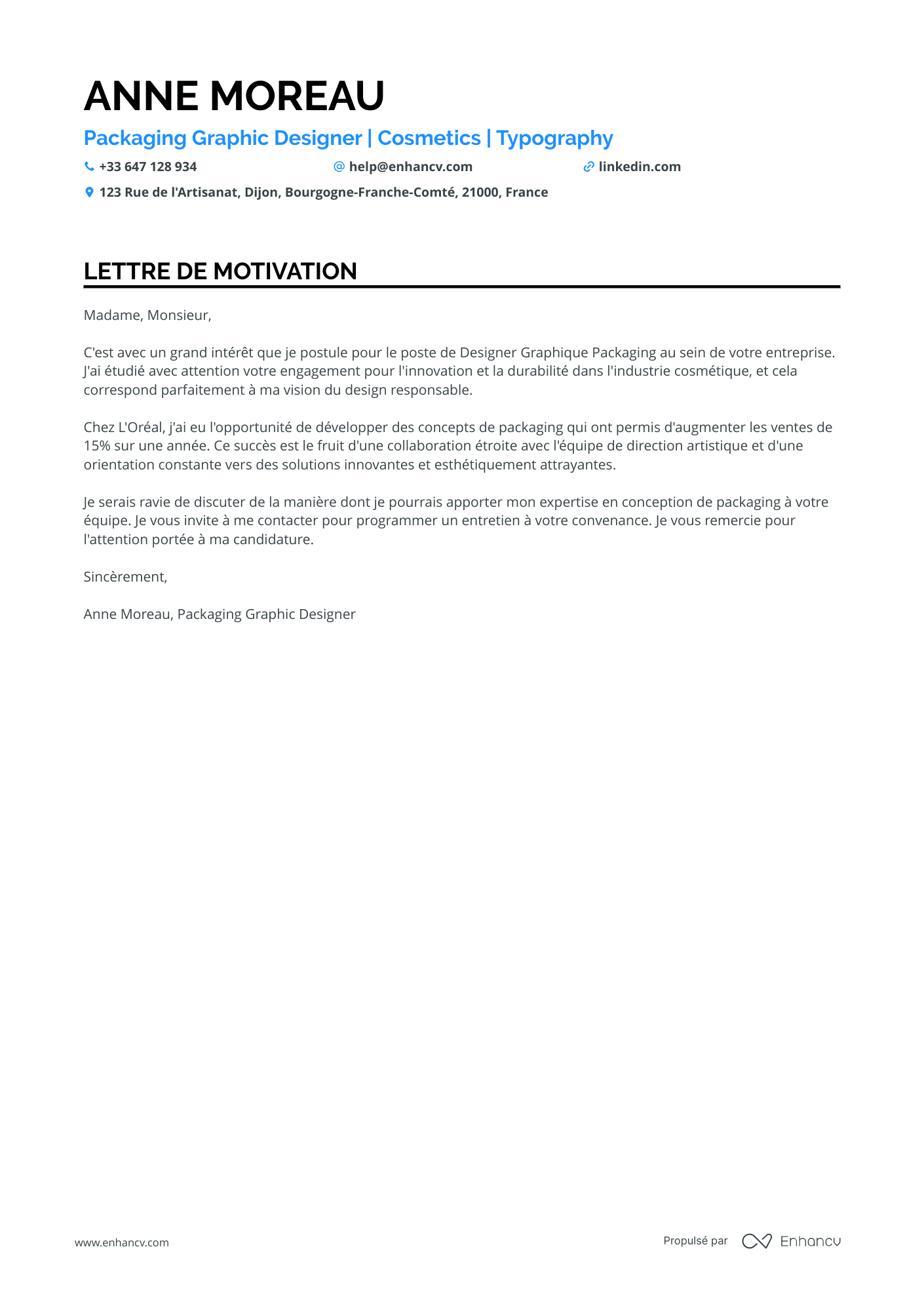 Graphiste Packaging Resume Example