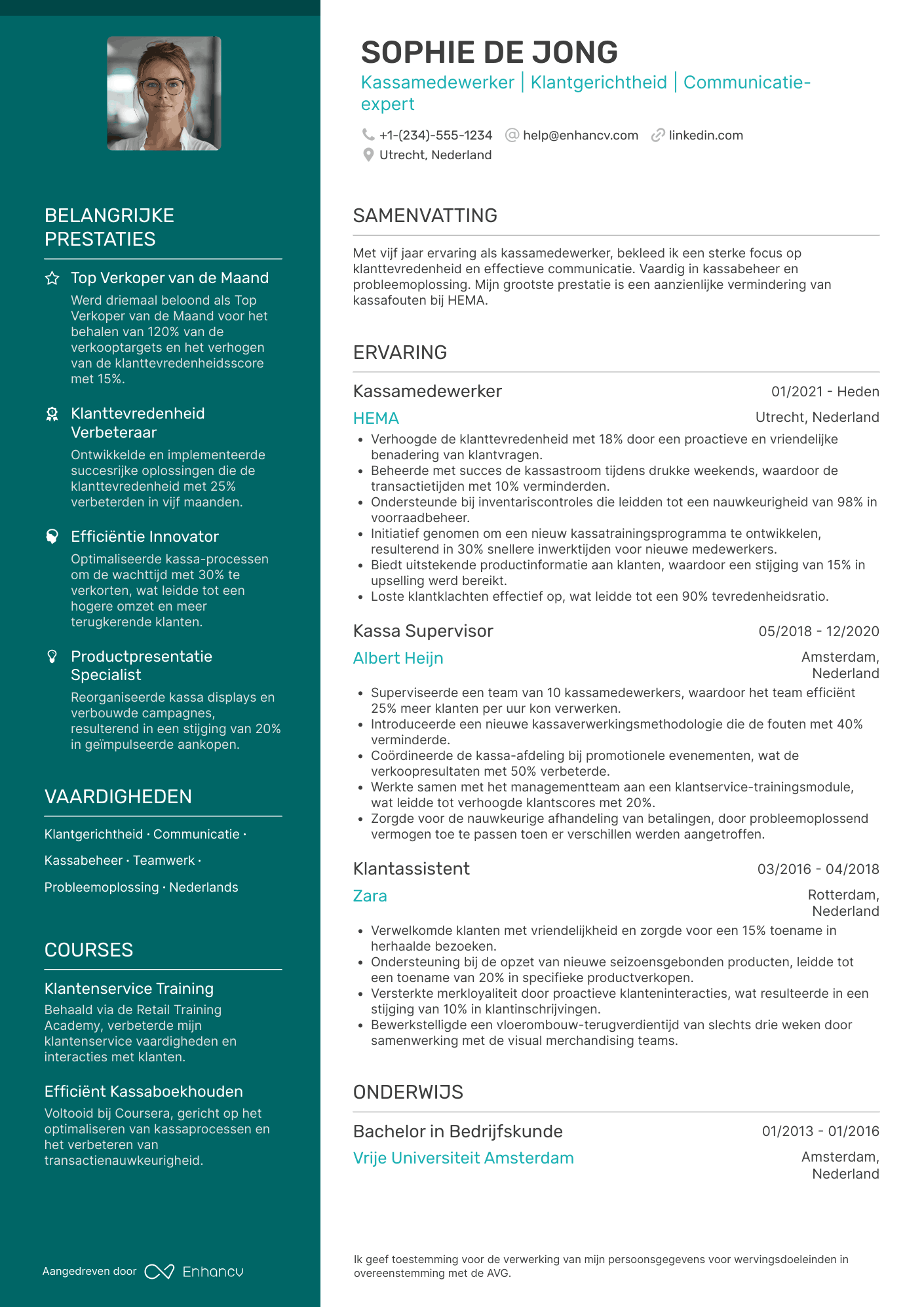 CV voor Kassamedewerker Detailhandel Resume Example