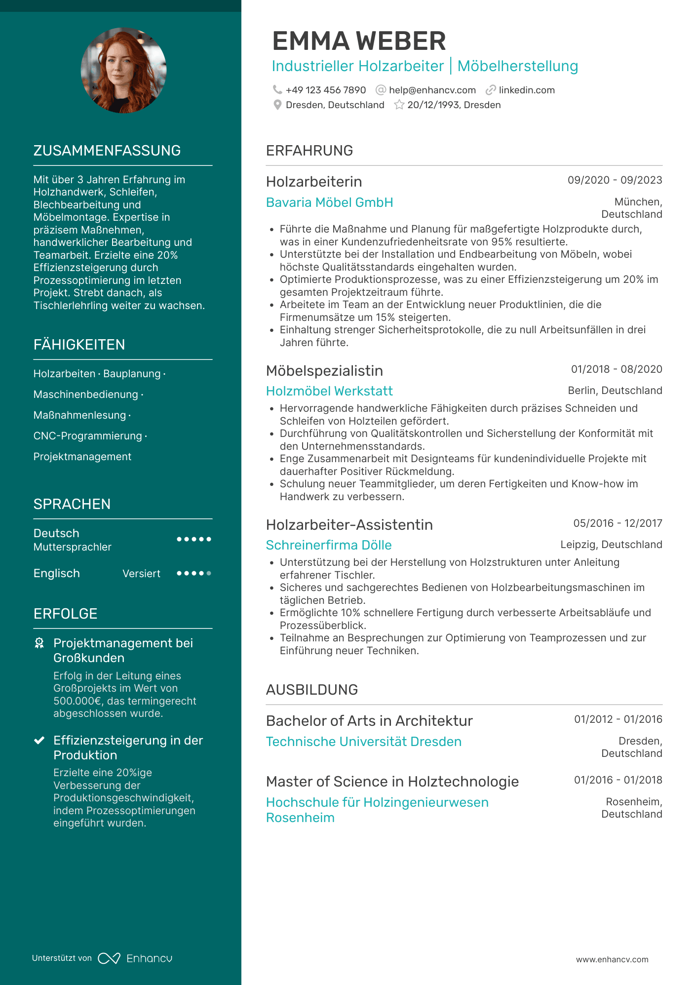 Lebenslauf als Tischlerlehrling Resume Example