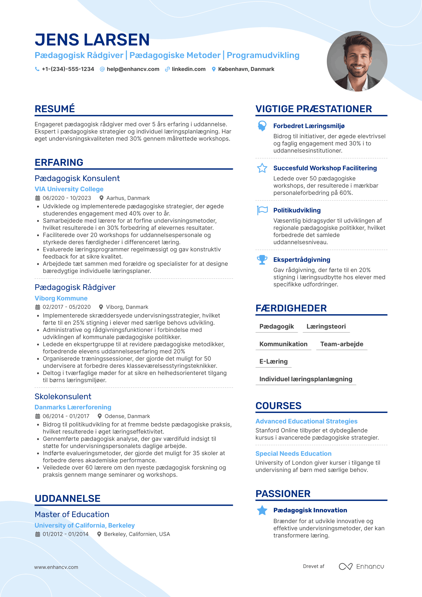 CV til Pædagogisk Rådgiver Resume Example