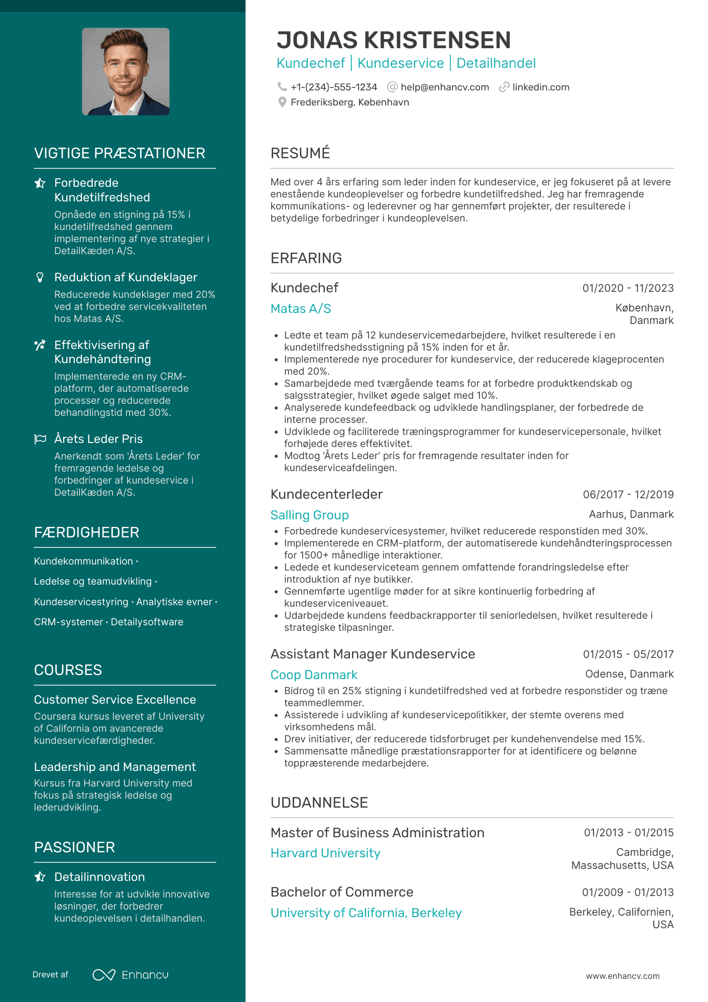 CV til Kundechef i detailhandel Resume Example