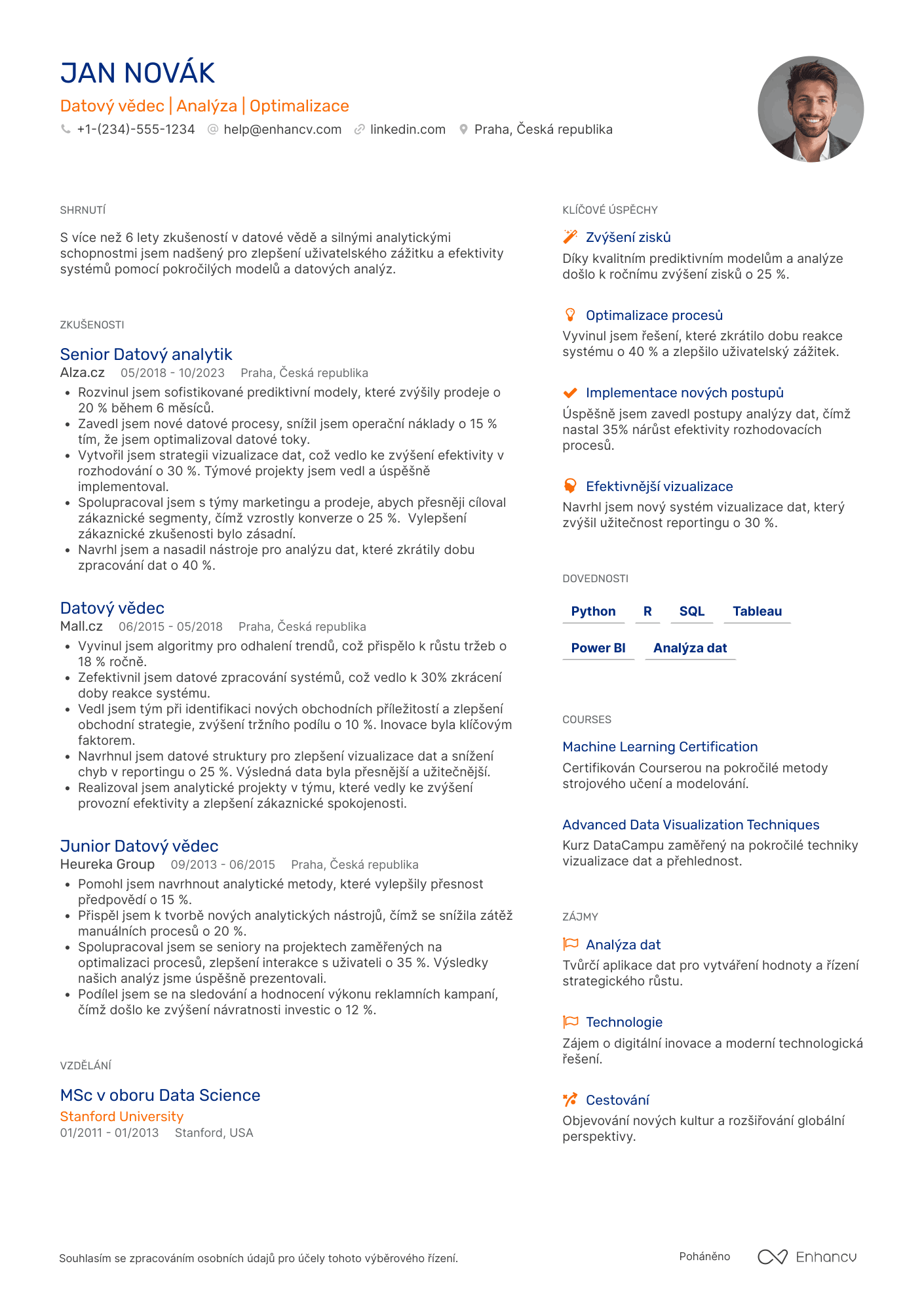 Životopis pro Datový vědec pro e commerce Resume Example
