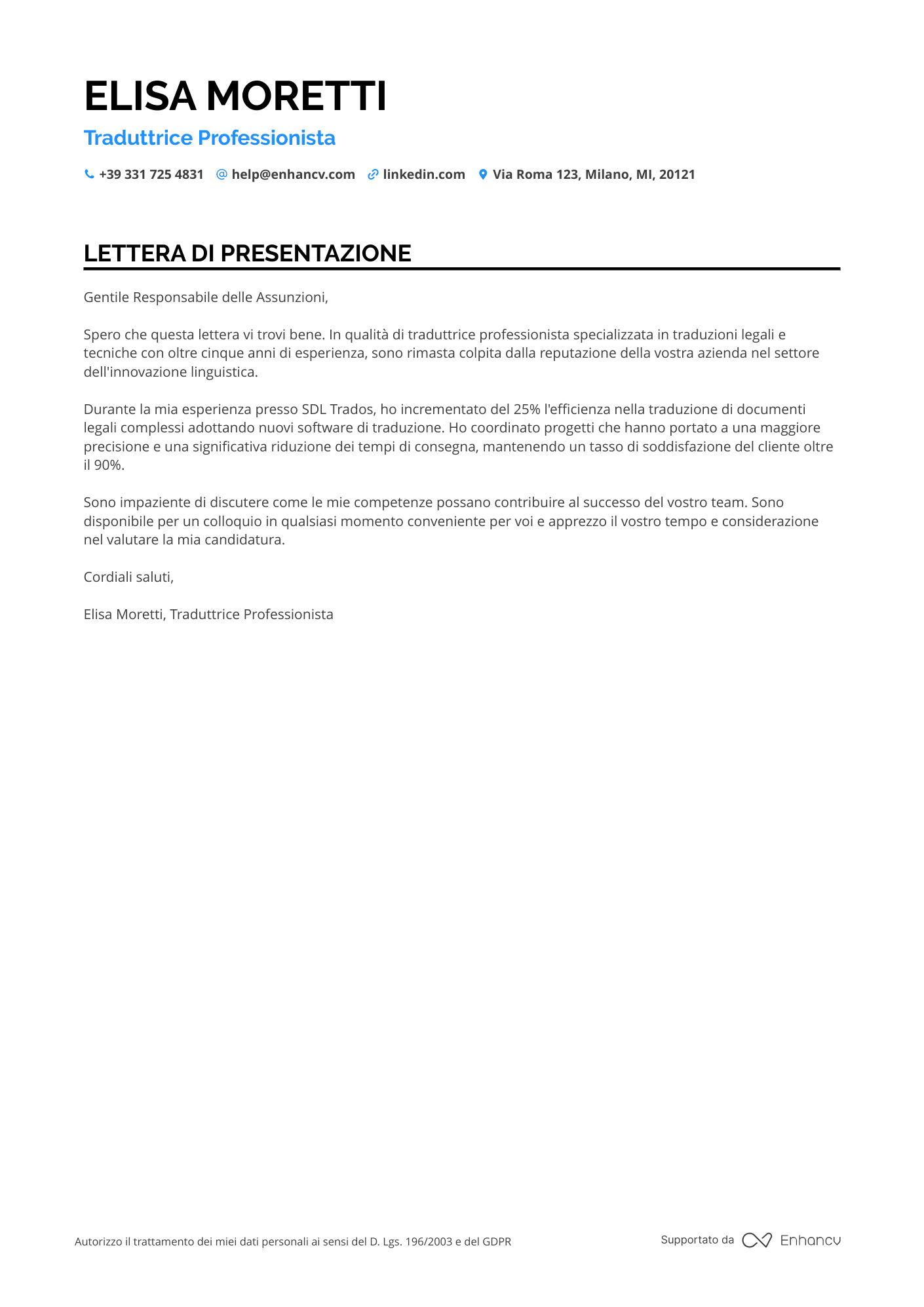 Traduttore Tecnico Resume Example