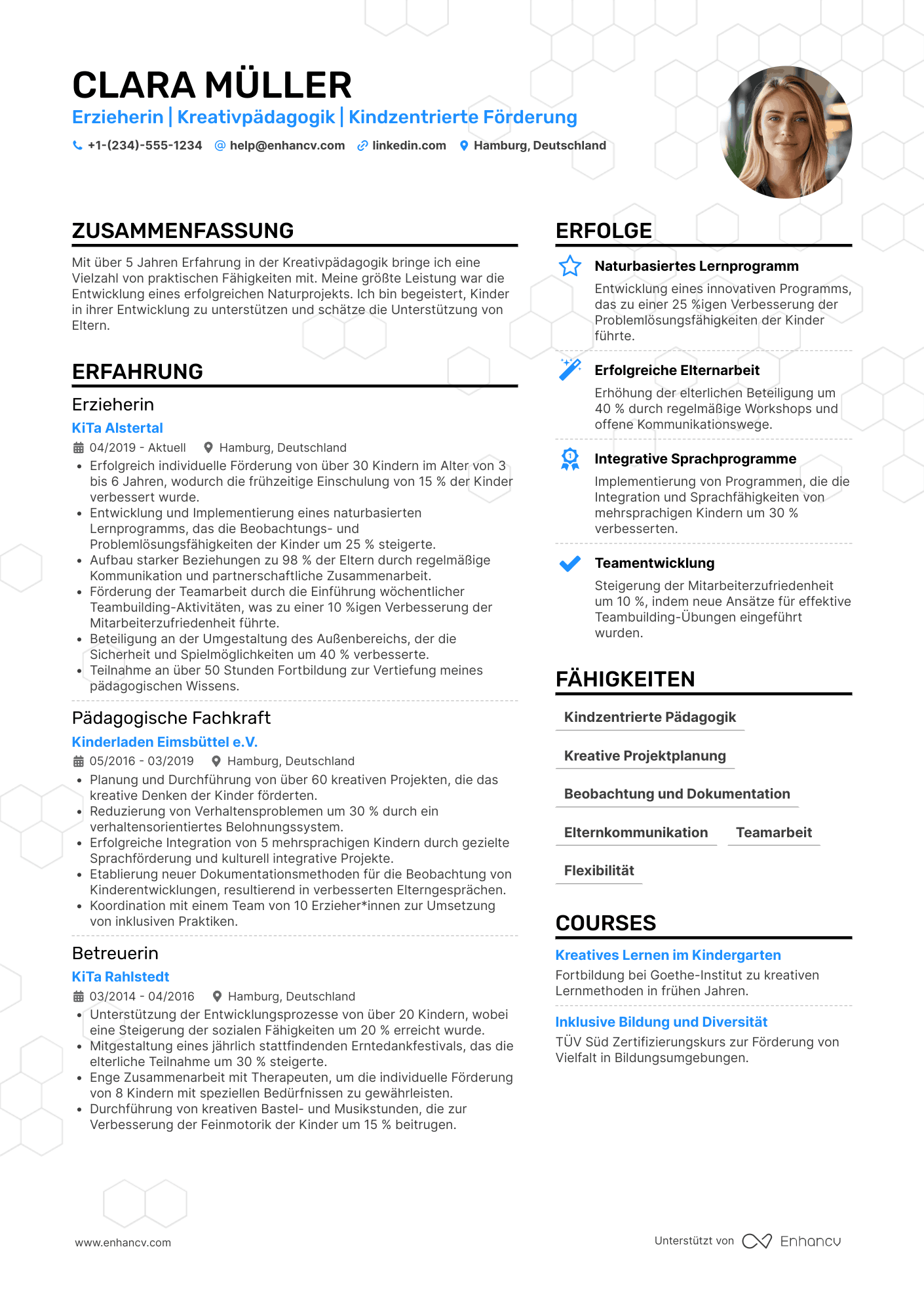 Kindergarten Lebenslauf Erzieherin Resume Example
