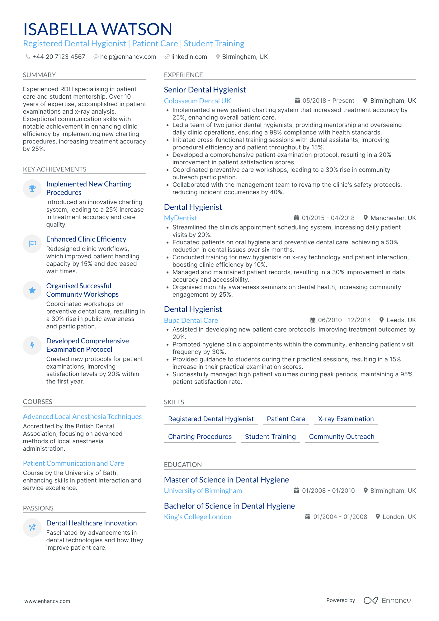 Dental Hygienist Consultant Resume Example