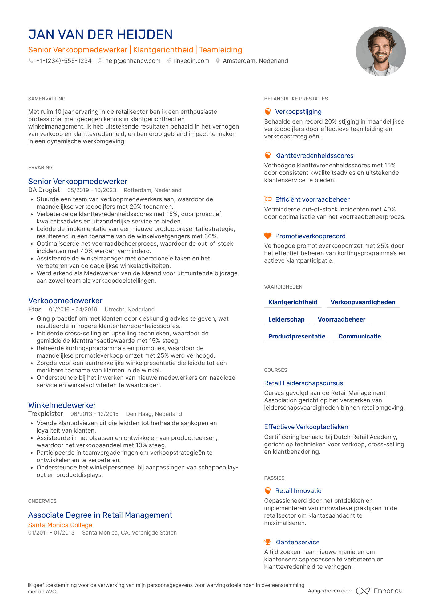 CV voor Kruidvat Senior Verkoopmedewerker Resume Example