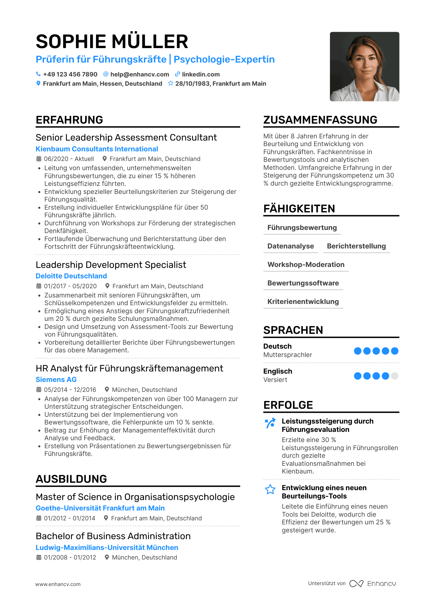 Lebenslauf als Prüfer für Führungskräfte Resume Example